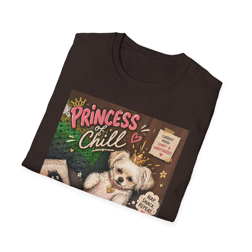Princess and Chill Maltese Dog T-Shirt | Cute Dog Illustration