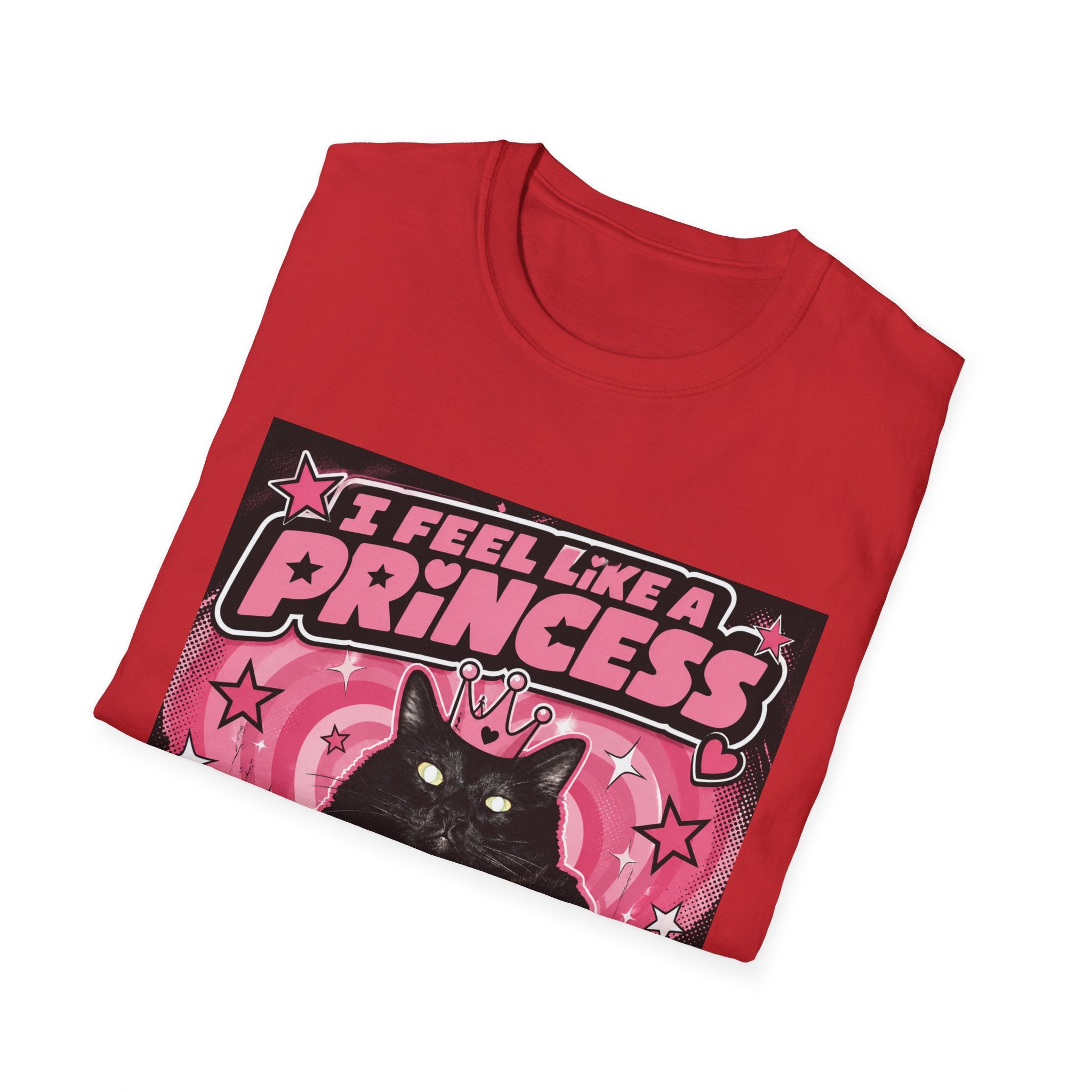 I Feel Like a Princess cat T-Shirt | Black Cat, Pink Retro Design