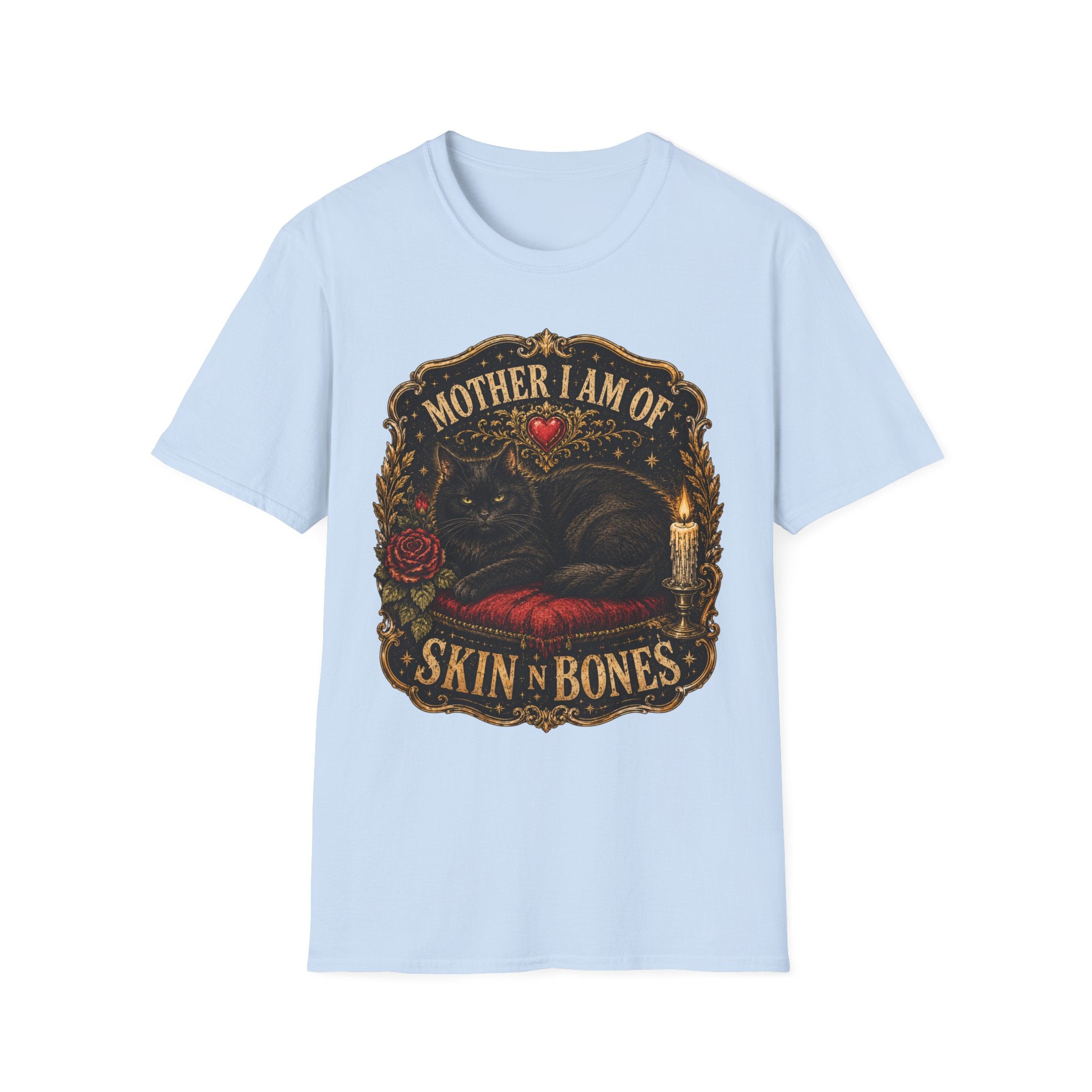 Mother I Am Of... Cat Skull Gothic T-Shirt | Black Cat, Rose, Candle