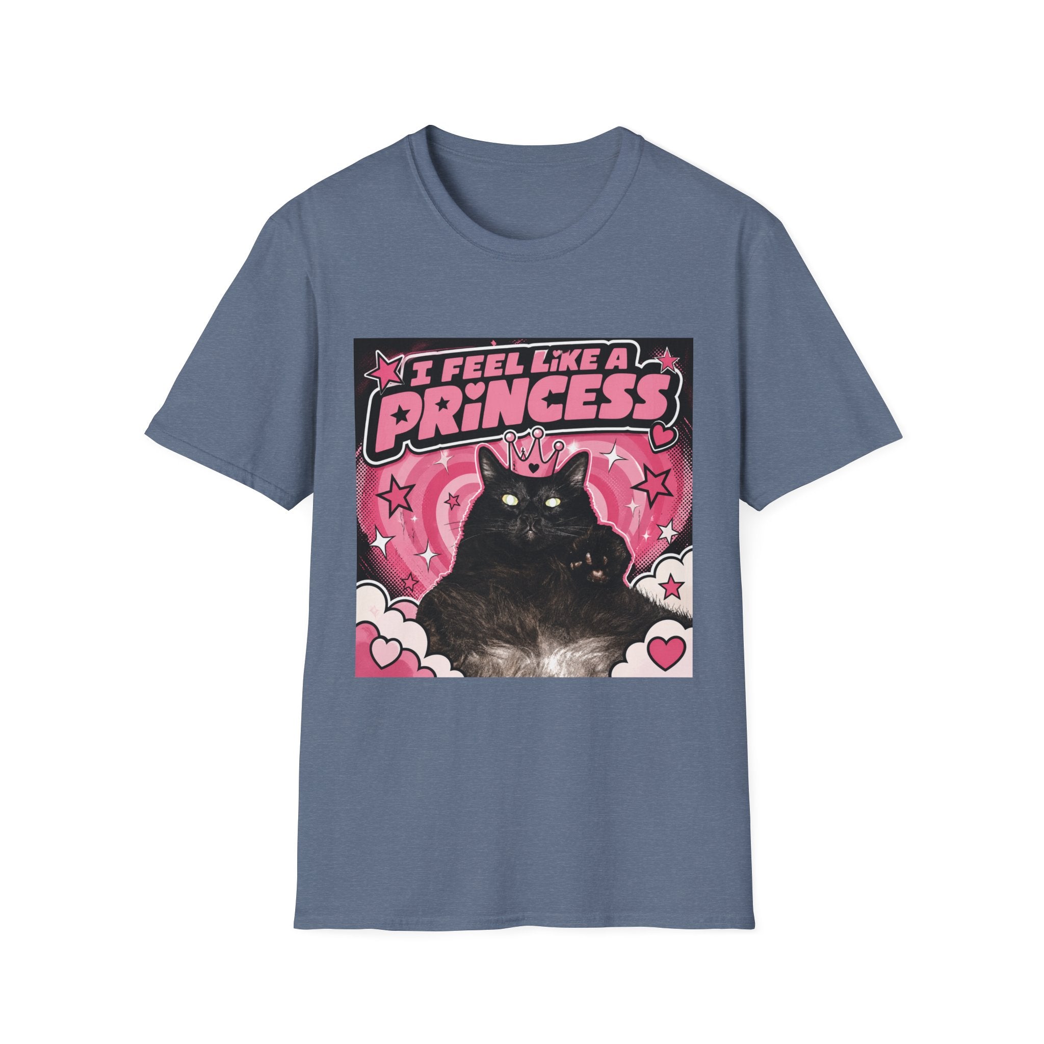 I Feel Like a Princess cat T-Shirt | Black Cat, Pink Retro Design