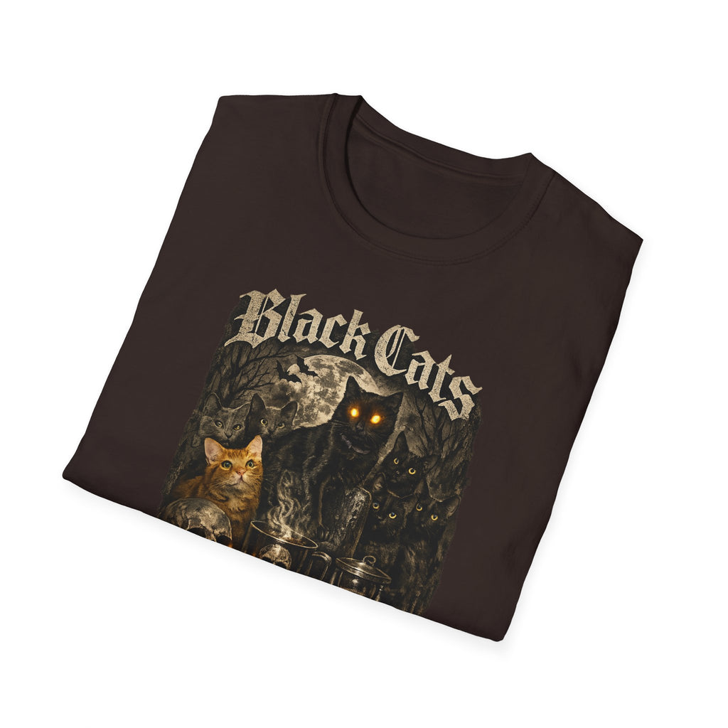 Black Cats & Coffee T-Shirt | Vintage Gothic Cat Illustration, Coffee Lover