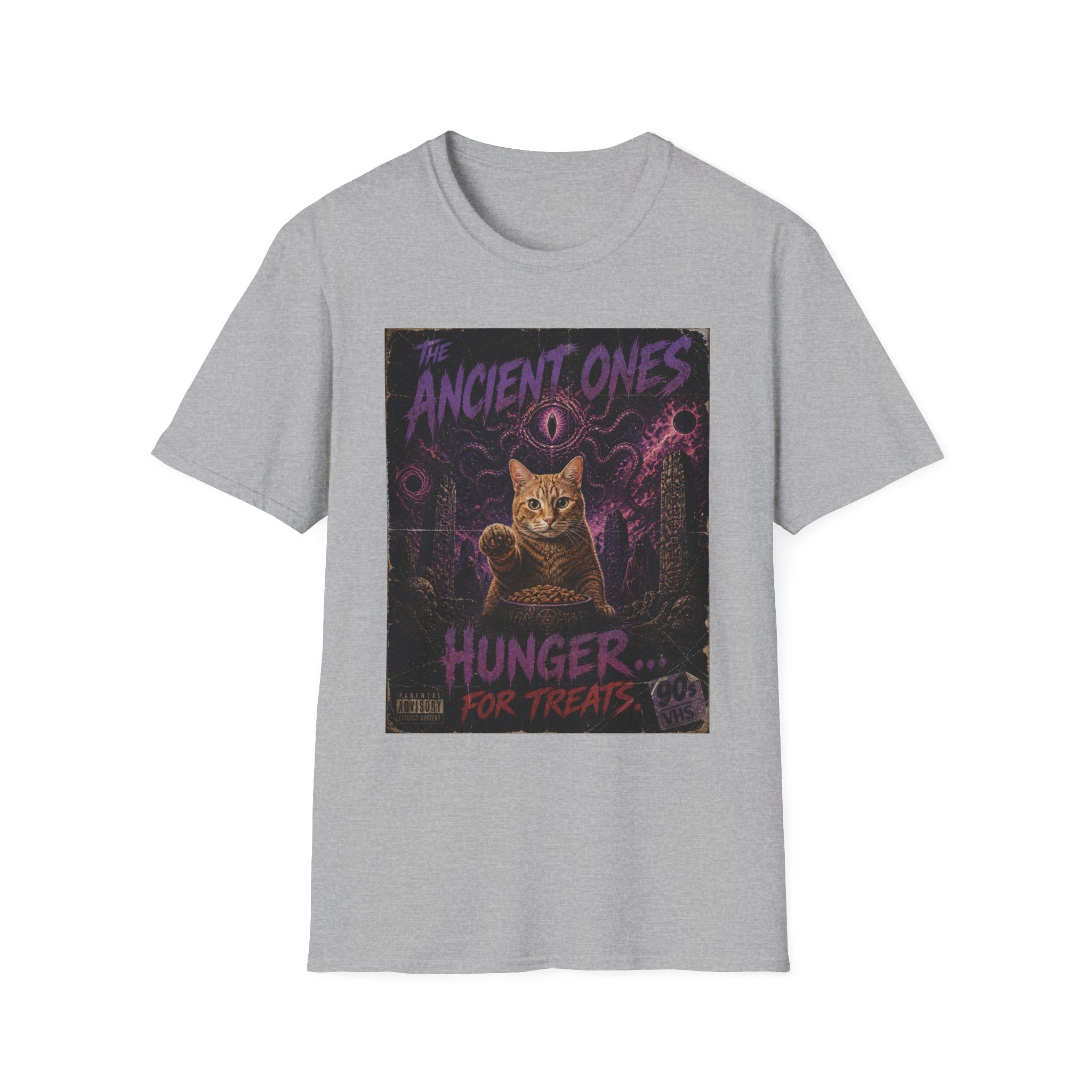 Ancient Ones Cat Horror Poster T-Shirt | Cthulhu Cat Hunger for Treats