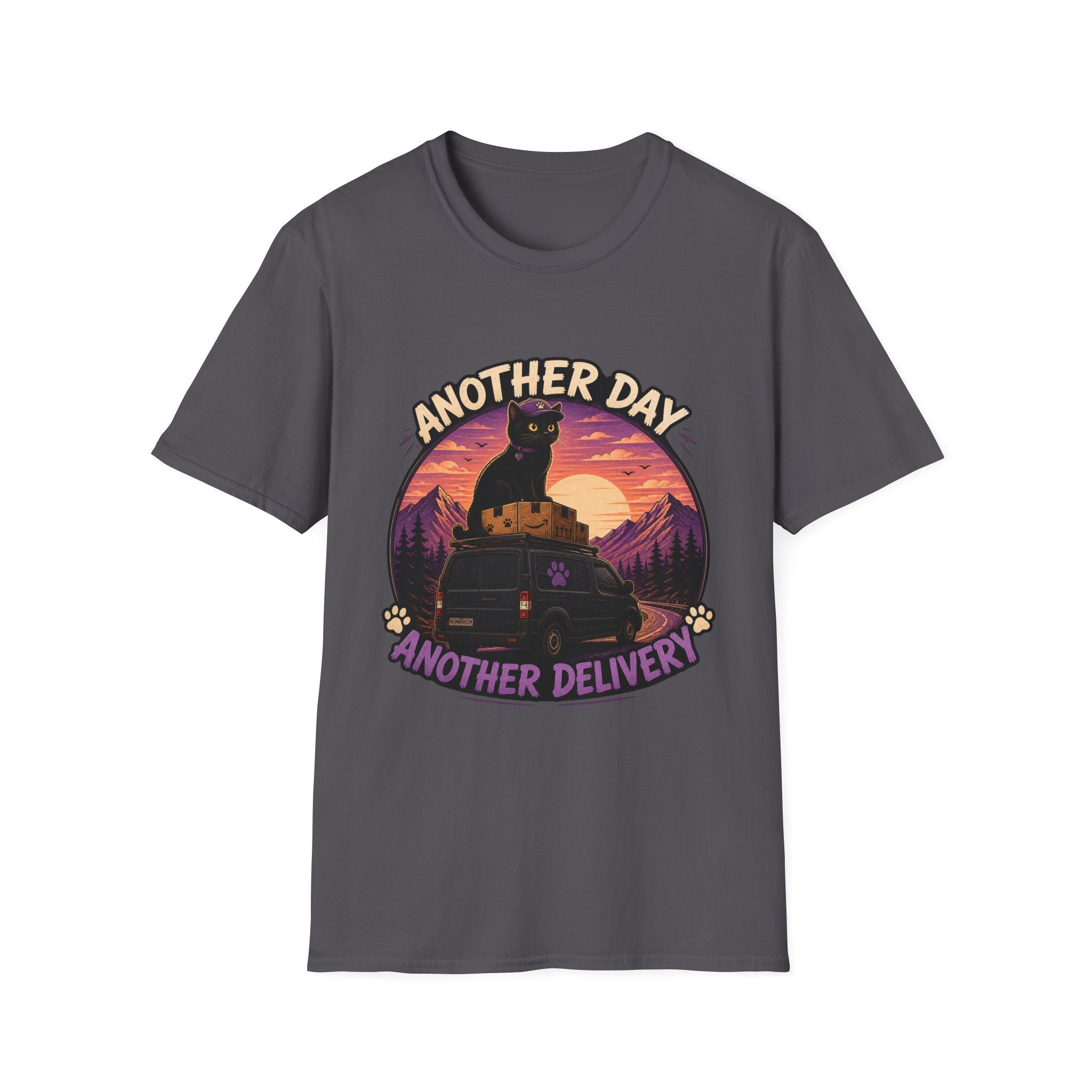 Another Day Another Delivery cat sunset T-Shirt | Delivery Cat Graphic Tee