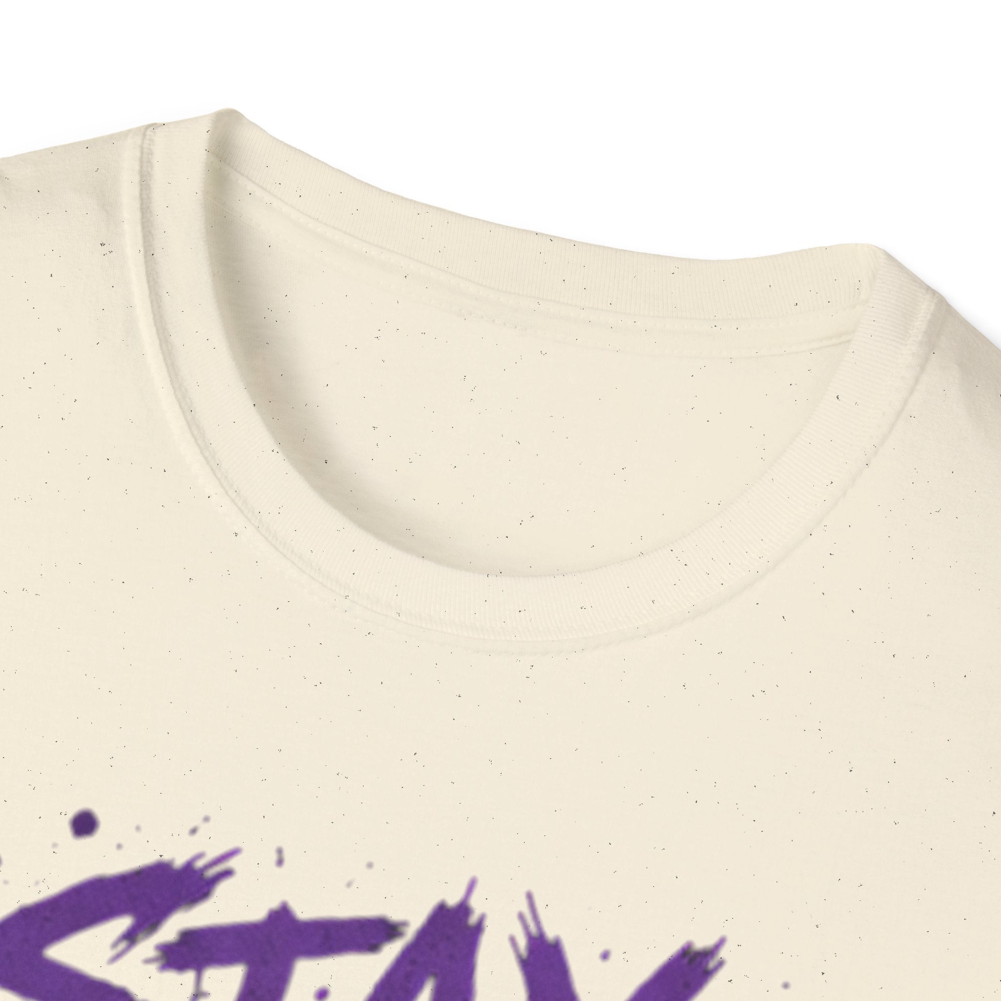 Stay Feral Cat Illustration T-Shirt | Black Cat, Purple Graffiti Text