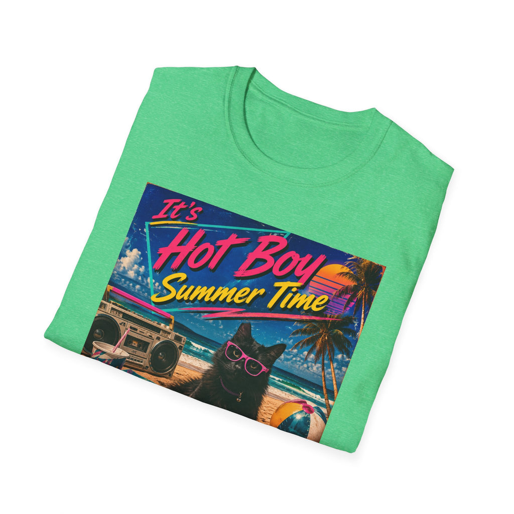 Hot Boy Summer Time cat graphic T-Shirt | retro beach vaporwave