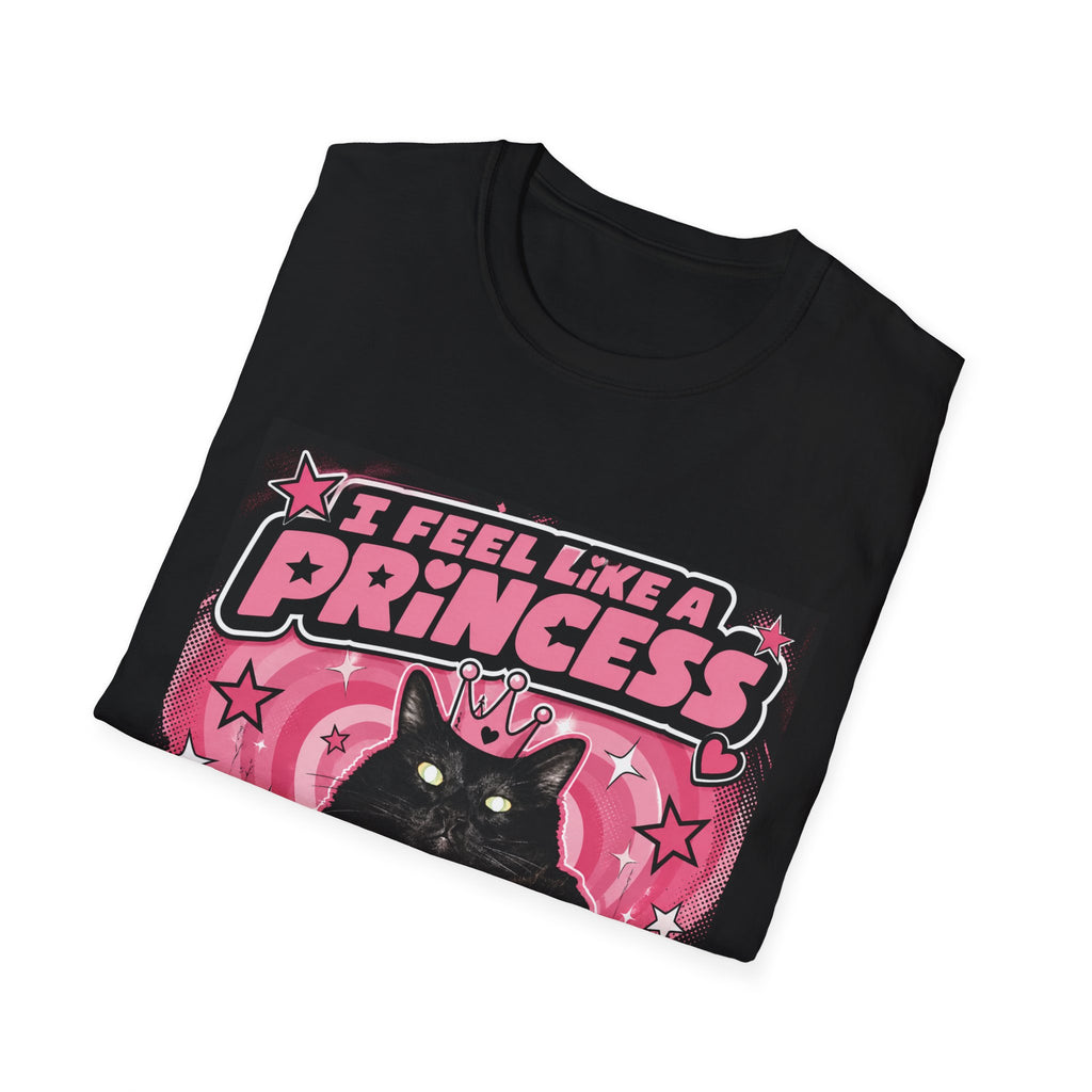 I Feel Like a Princess cat T-Shirt | Black Cat, Pink Retro Design