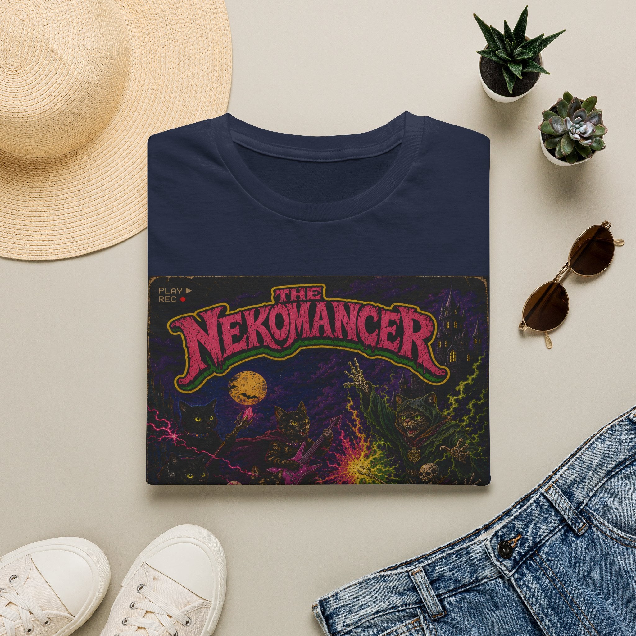 The Nekomancer T-Shirt | Cat Mage Spellbook Illustration