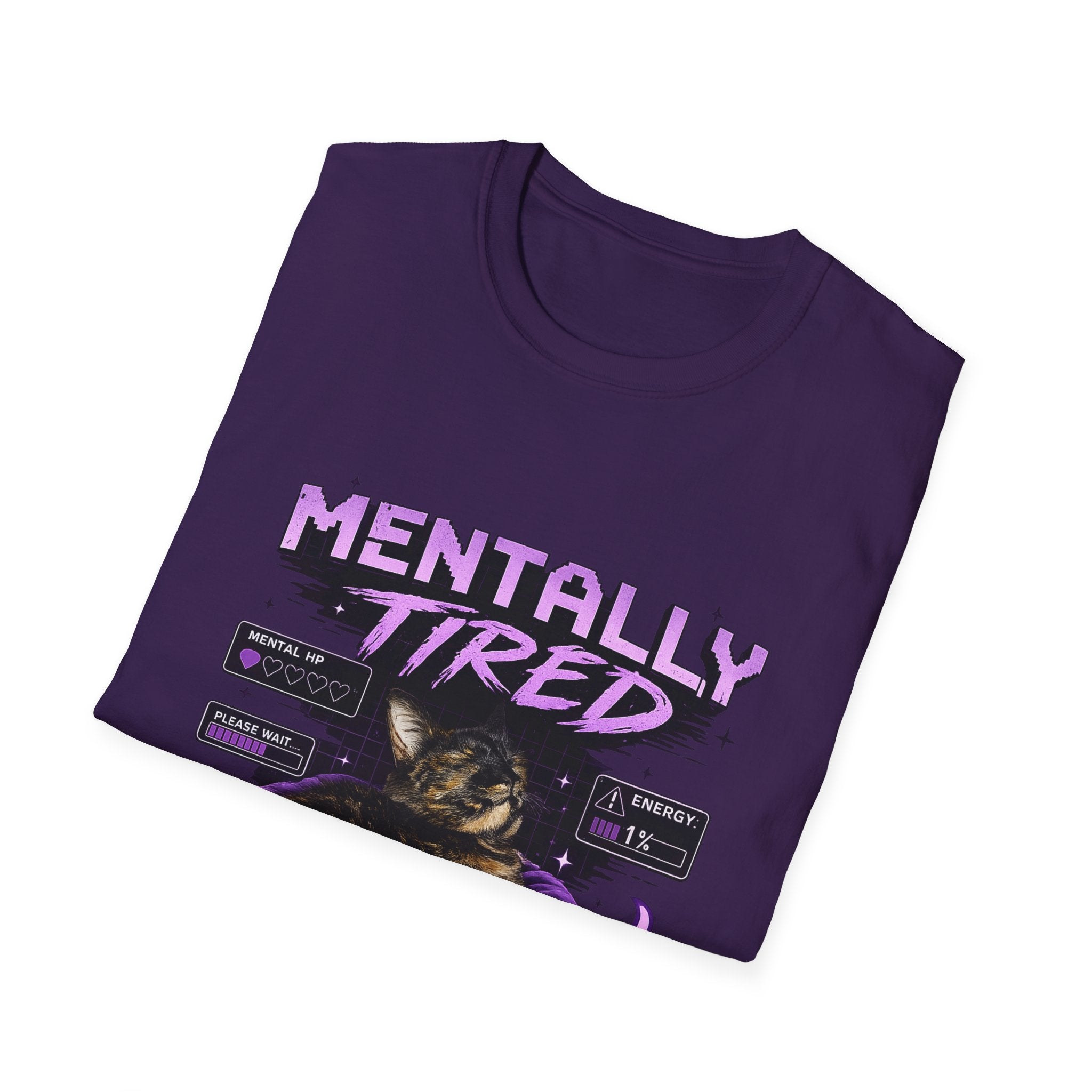 Mentally Tired Tortie Cat retro vaporwave T-Shirt | Vaporwave Cat Tee