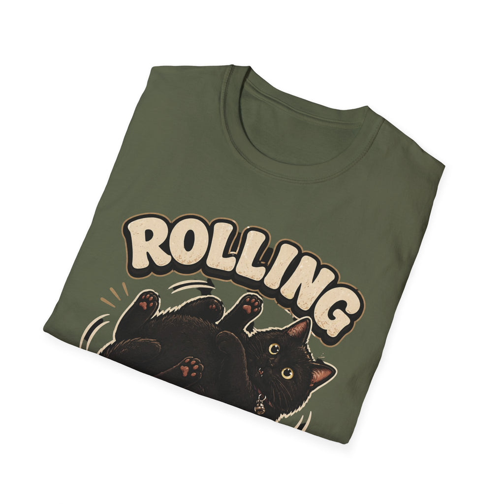 Rolling Fatties cat tee | Cute chubby black cat illustration T-Shirt