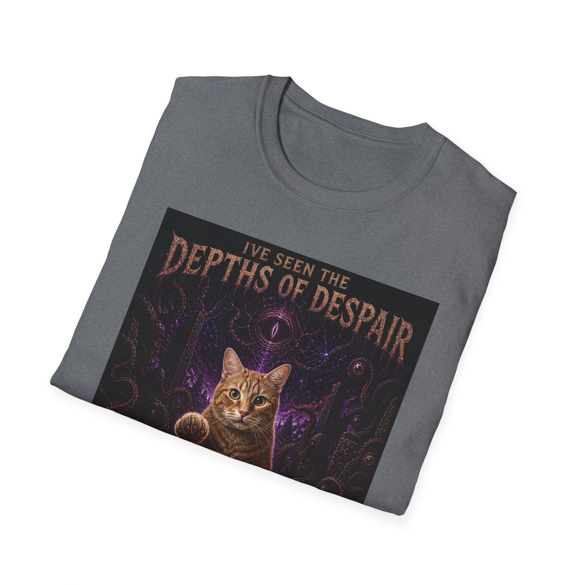 Depths of Despair Cat with Cheese, T-Shirt | Cat Illustration, Funny Quote