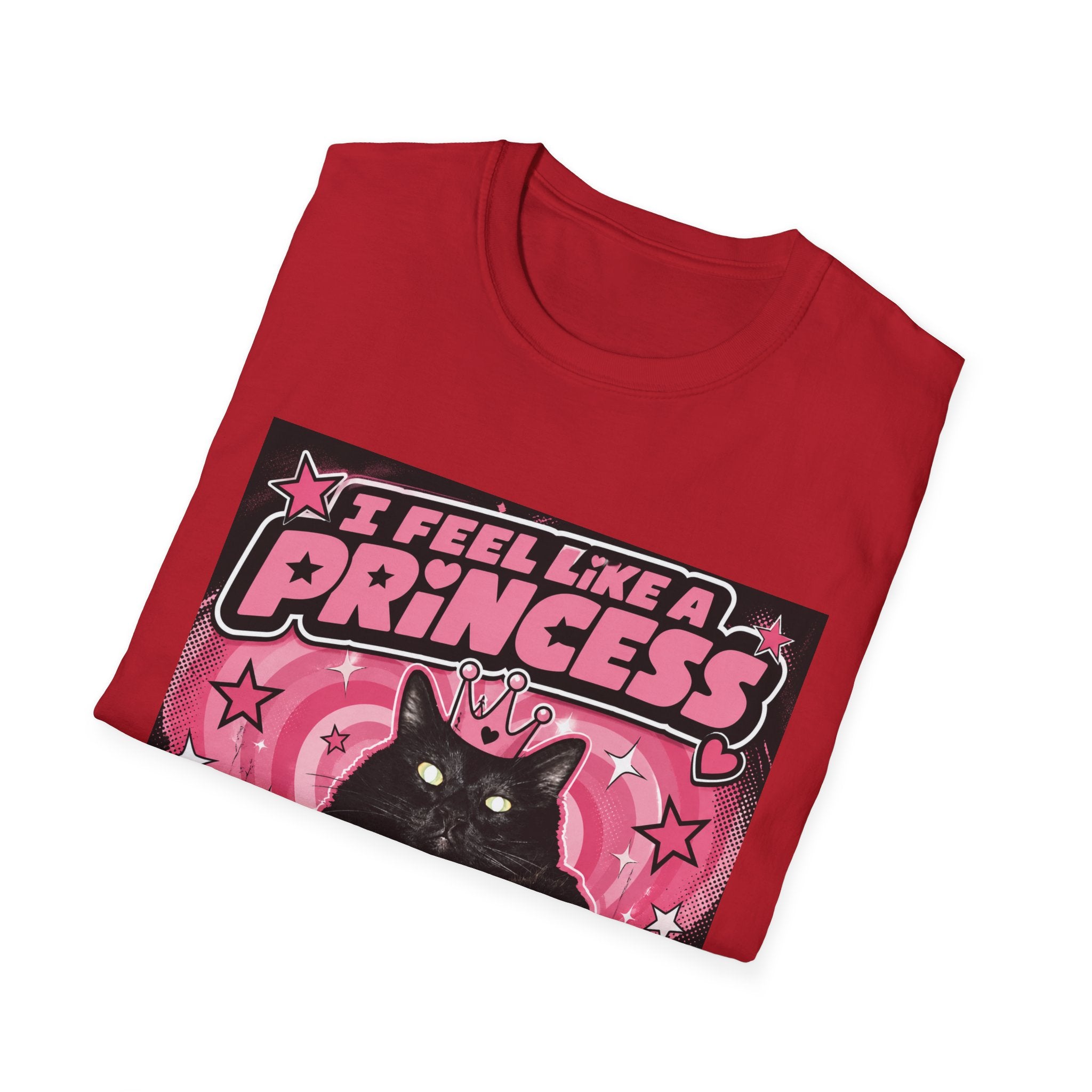 I Feel Like a Princess cat T-Shirt | Black Cat, Pink Retro Design