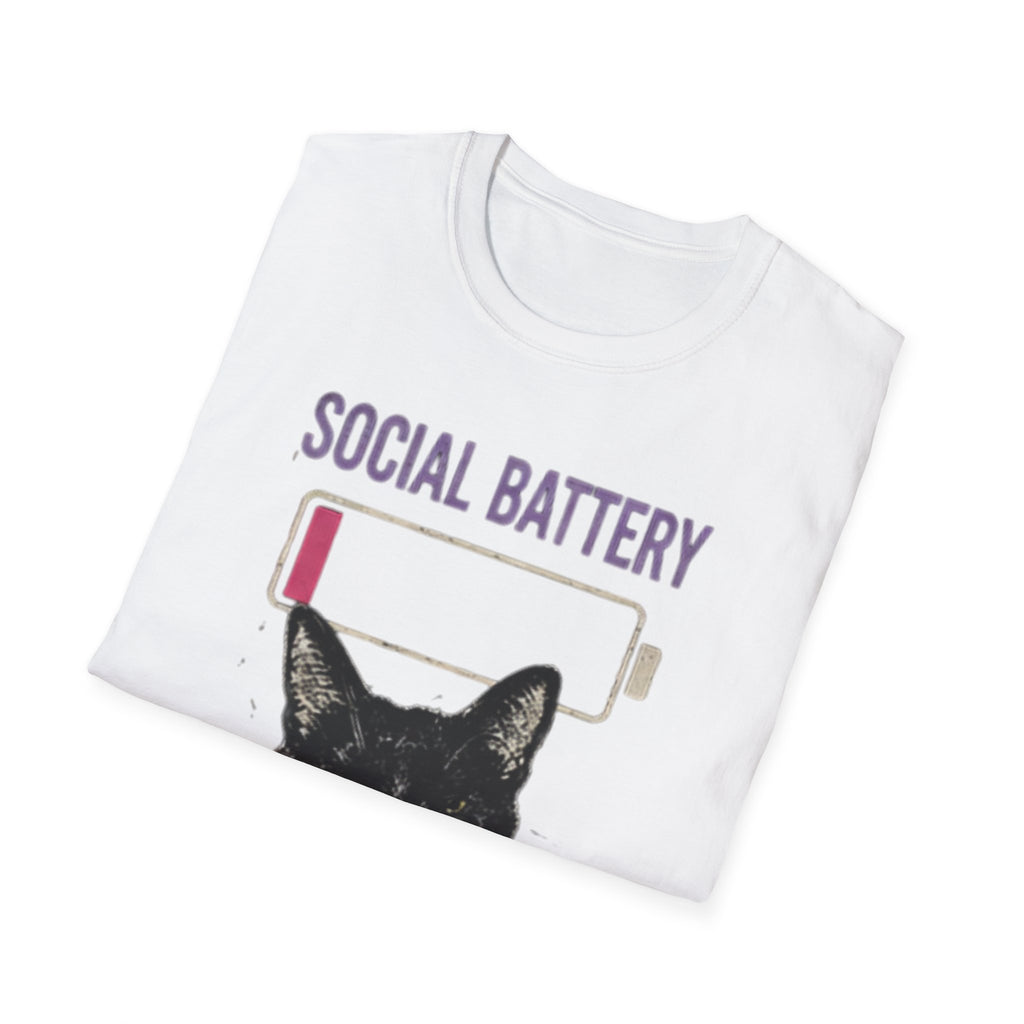 Social Battery Drained Cat T-Shirt | Low Battery Cat Shirt