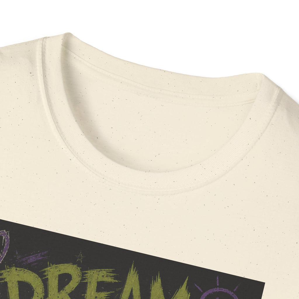 Dream of Pickles cat illustration T-Shirt | whimsical night scene, purple text