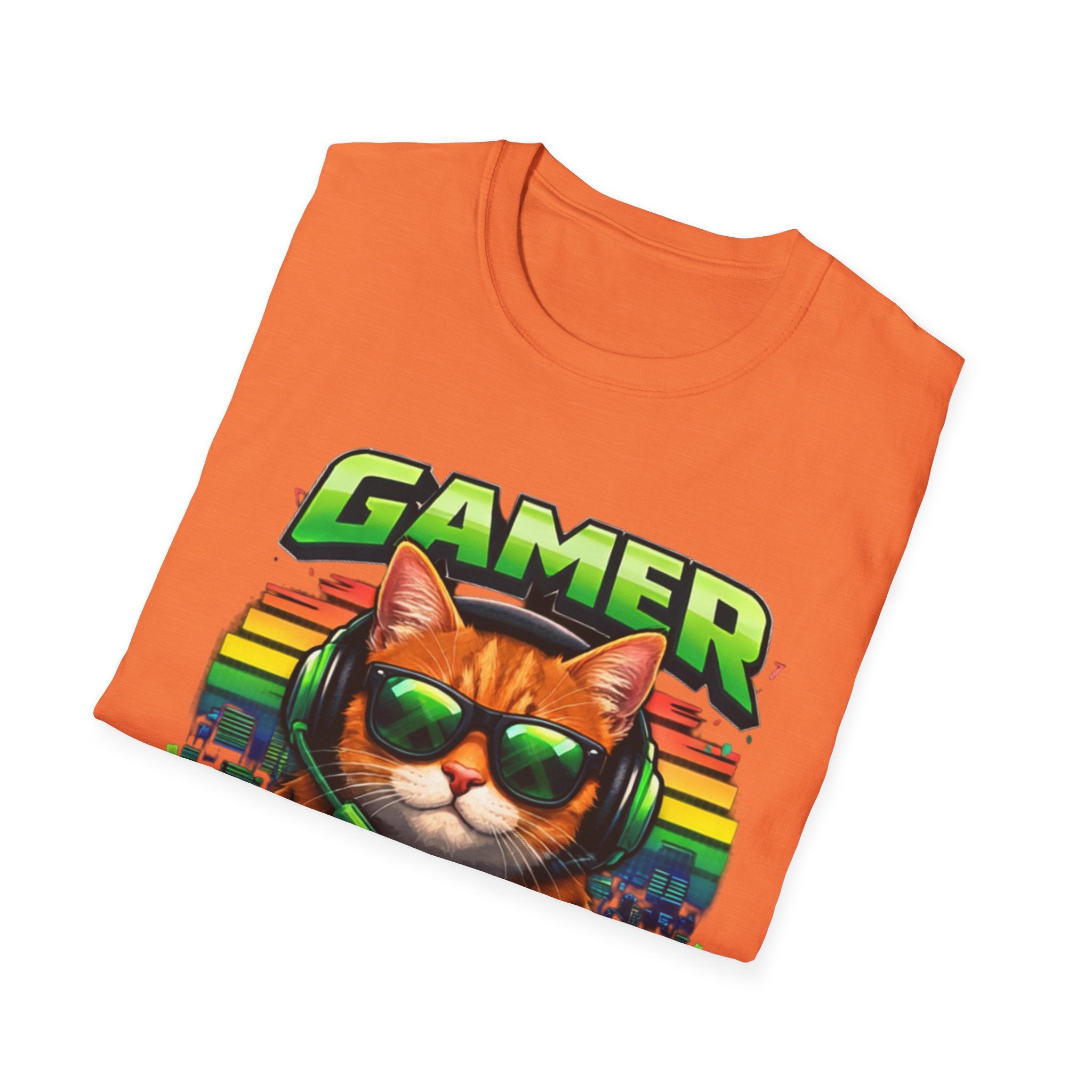 Gamer Cat with Controller T-Shirt | Eat Sleep Game Repeat
