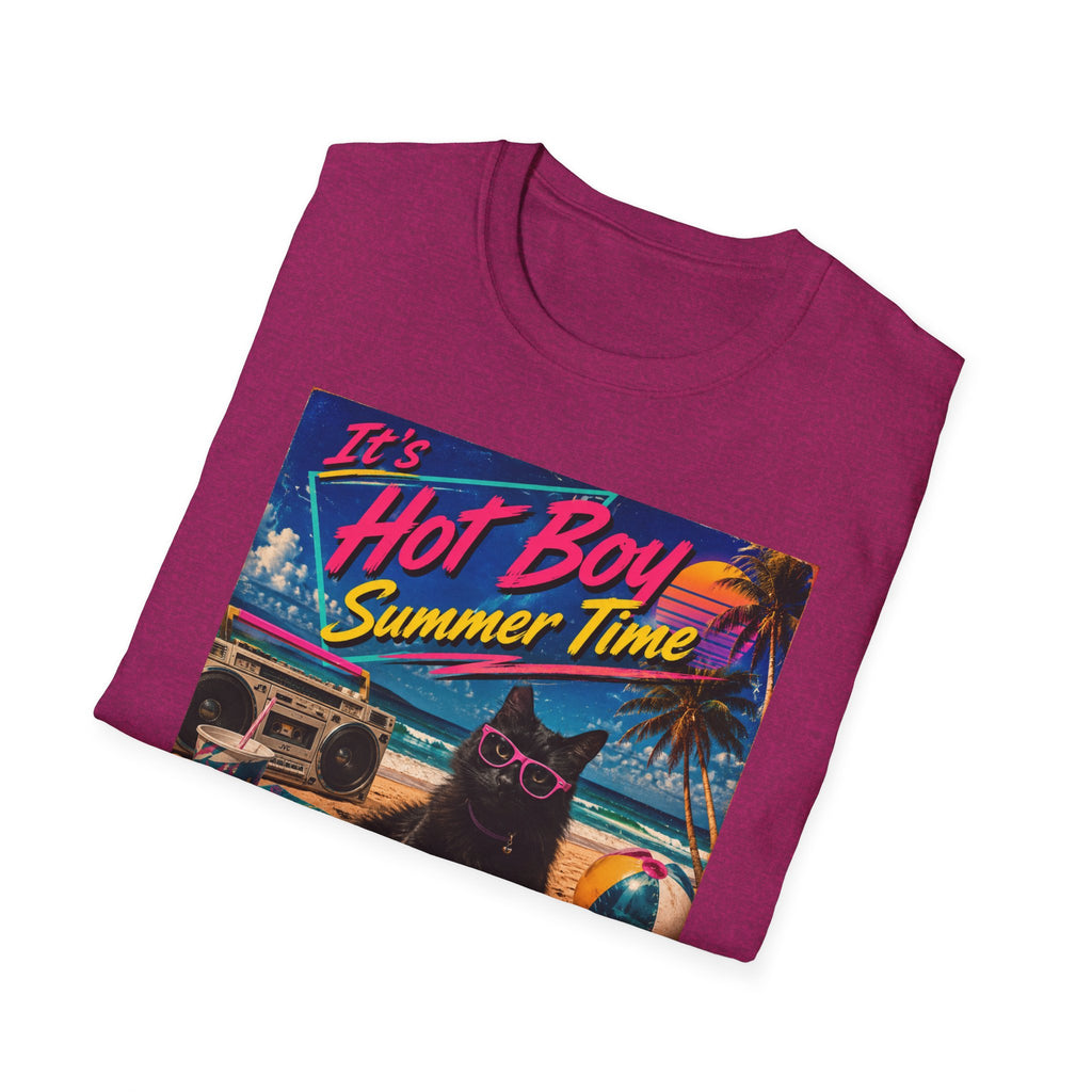 Hot Boy Summer Time cat graphic T-Shirt | retro beach vaporwave