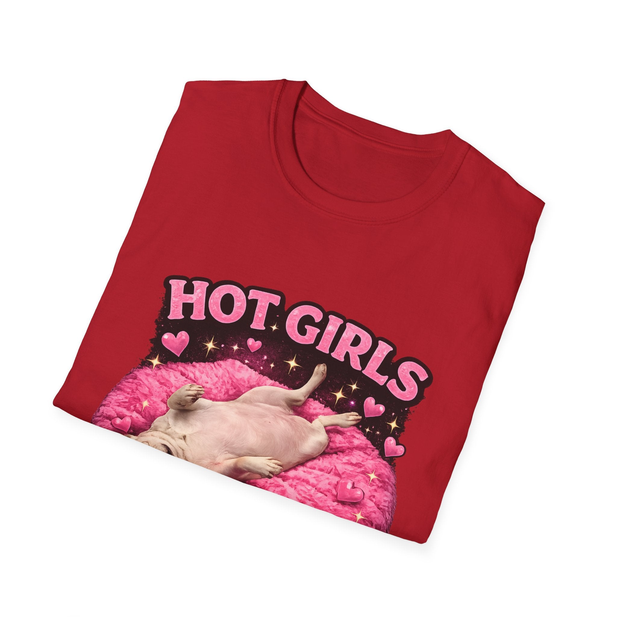 Hot Girls Sleep Like This T-Shirt | Cute Pug on Pink Donut Pillow