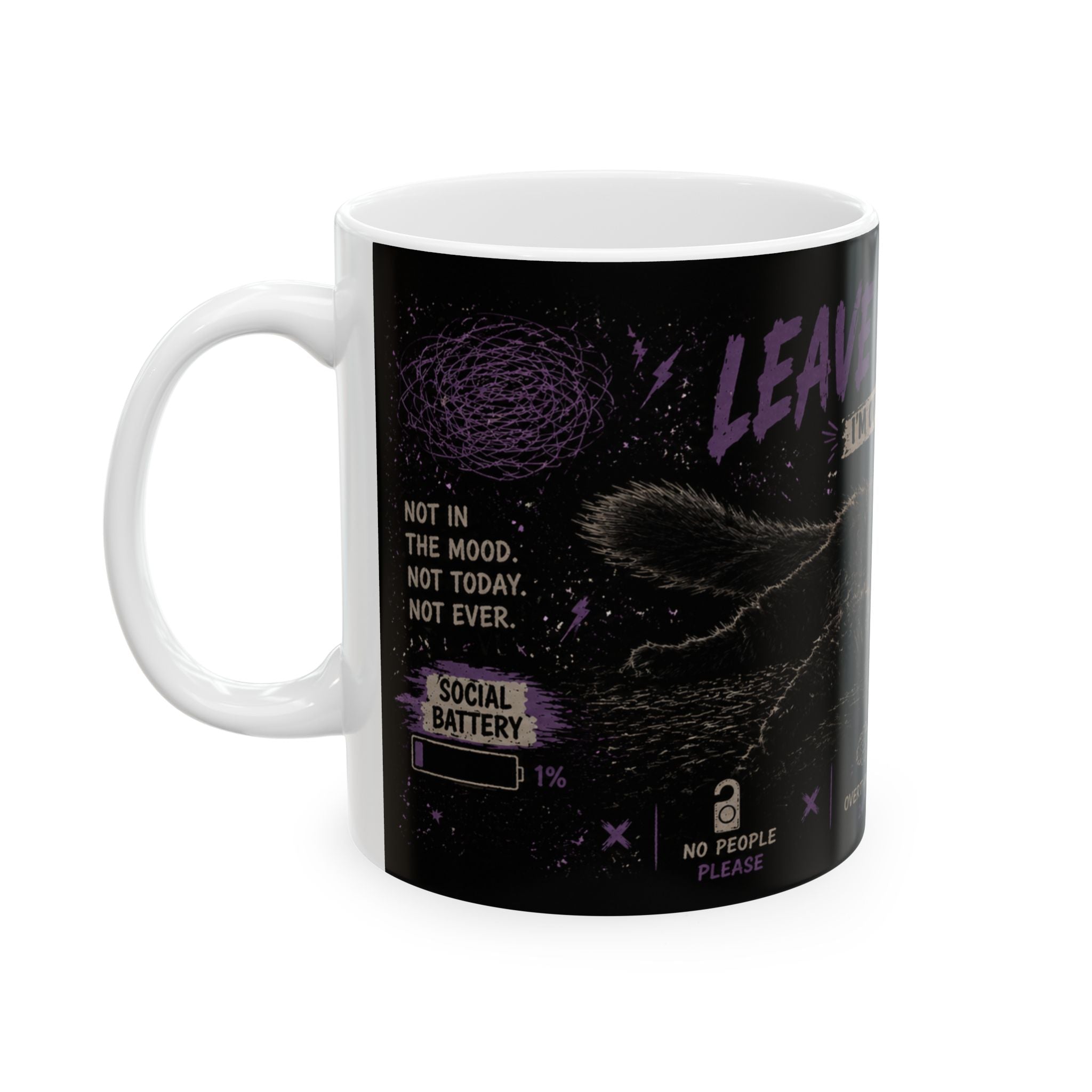 Leave Me Alone I'm Overstimulated Cat mug | Anxiety Sensory Overload ceramic mug