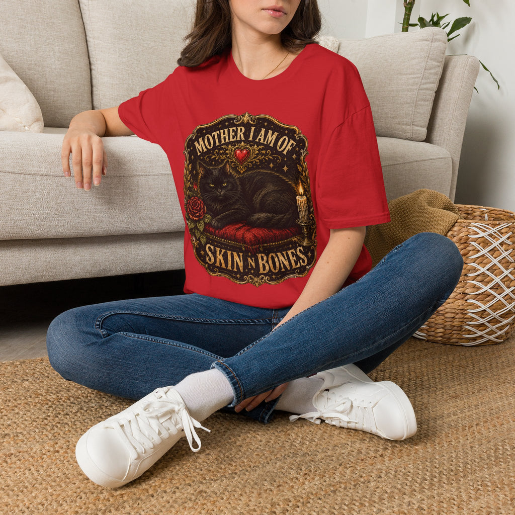 Mother I Am Of... Cat Skull Gothic T-Shirt | Black Cat, Rose, Candle