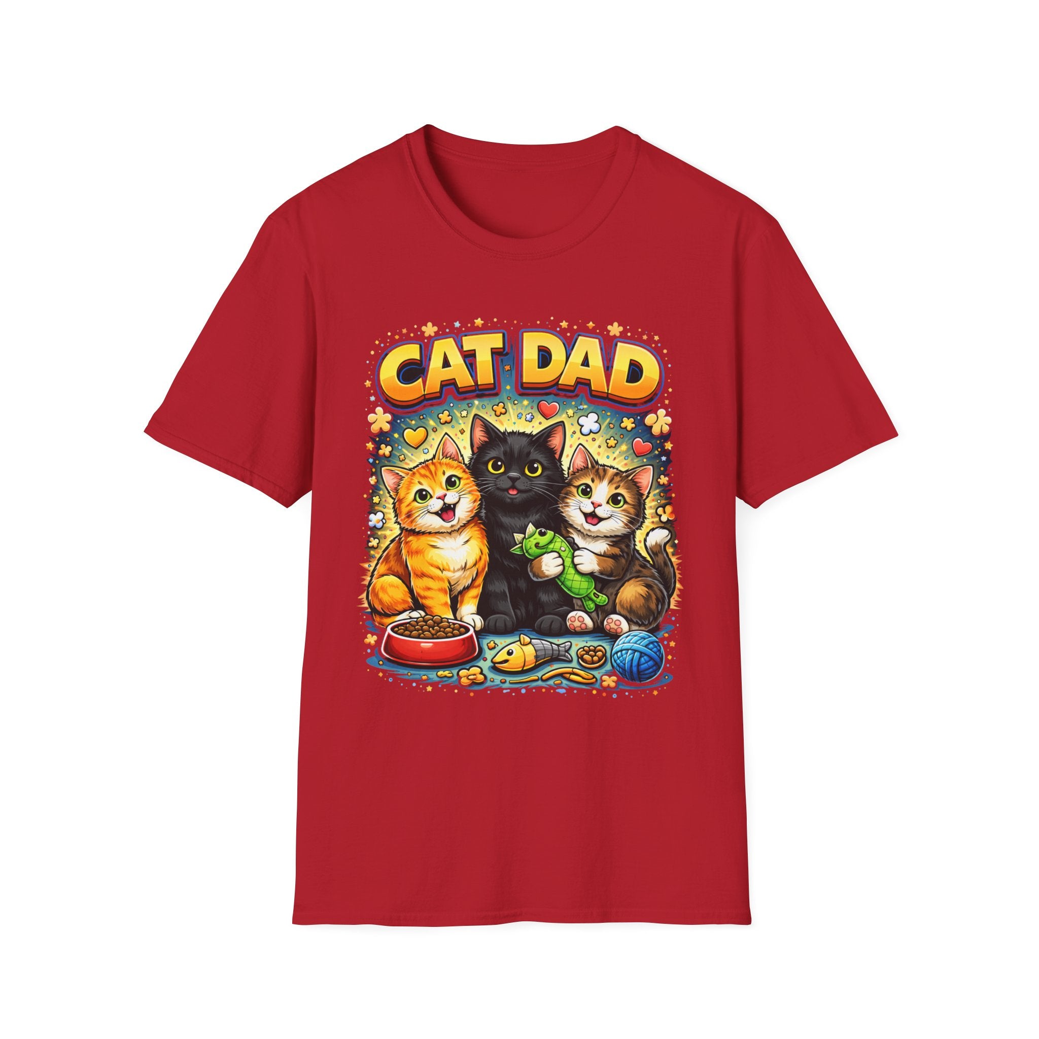 Cat Dad graphic T-Shirt | Cute kittens, colorful illustration, pet lover tee