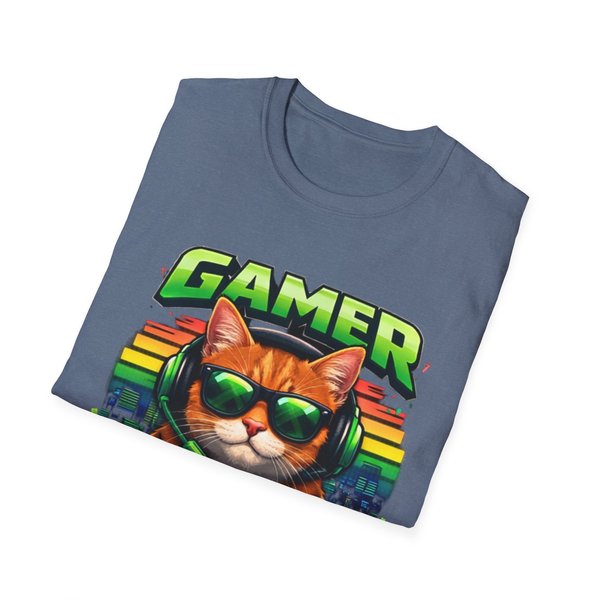 Gamer Cat with Controller T-Shirt | Eat Sleep Game Repeat