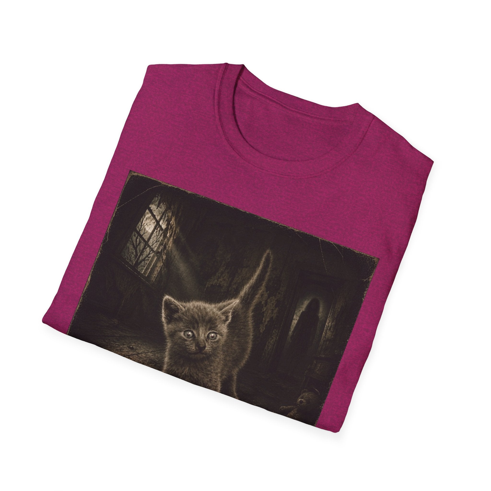 Gray Spooky Cat T-Shirt | Halloween Cat Shirt