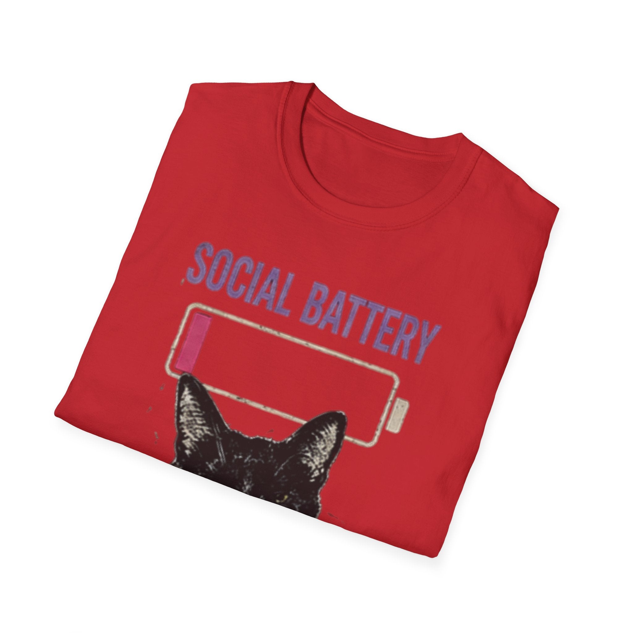 Social Battery Drained Cat T-Shirt | Low Battery Cat Shirt