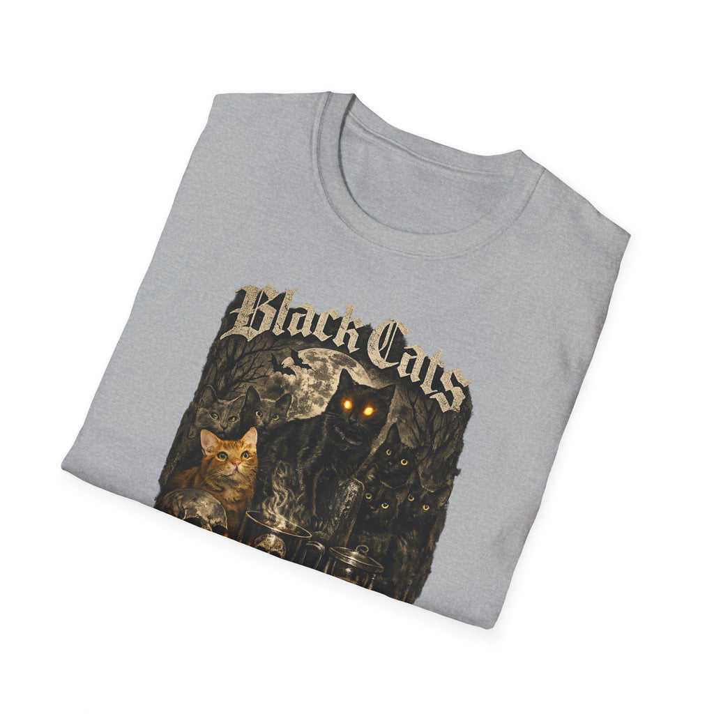 Black Cats & Coffee T-Shirt | Vintage Gothic Cat Illustration, Coffee Lover