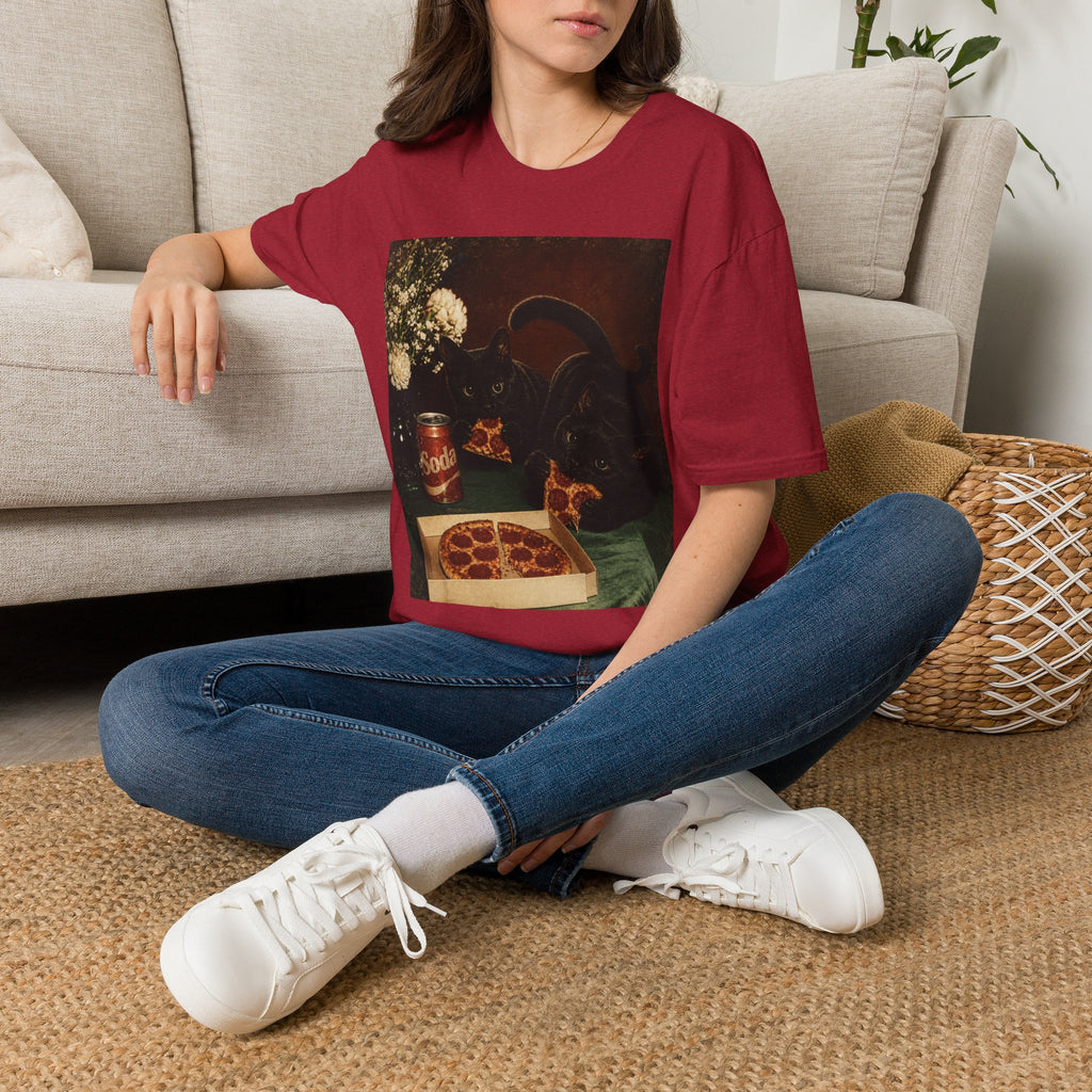 Black Cat Still Life T-Shirt | Vintage Floral, Candlelit Table