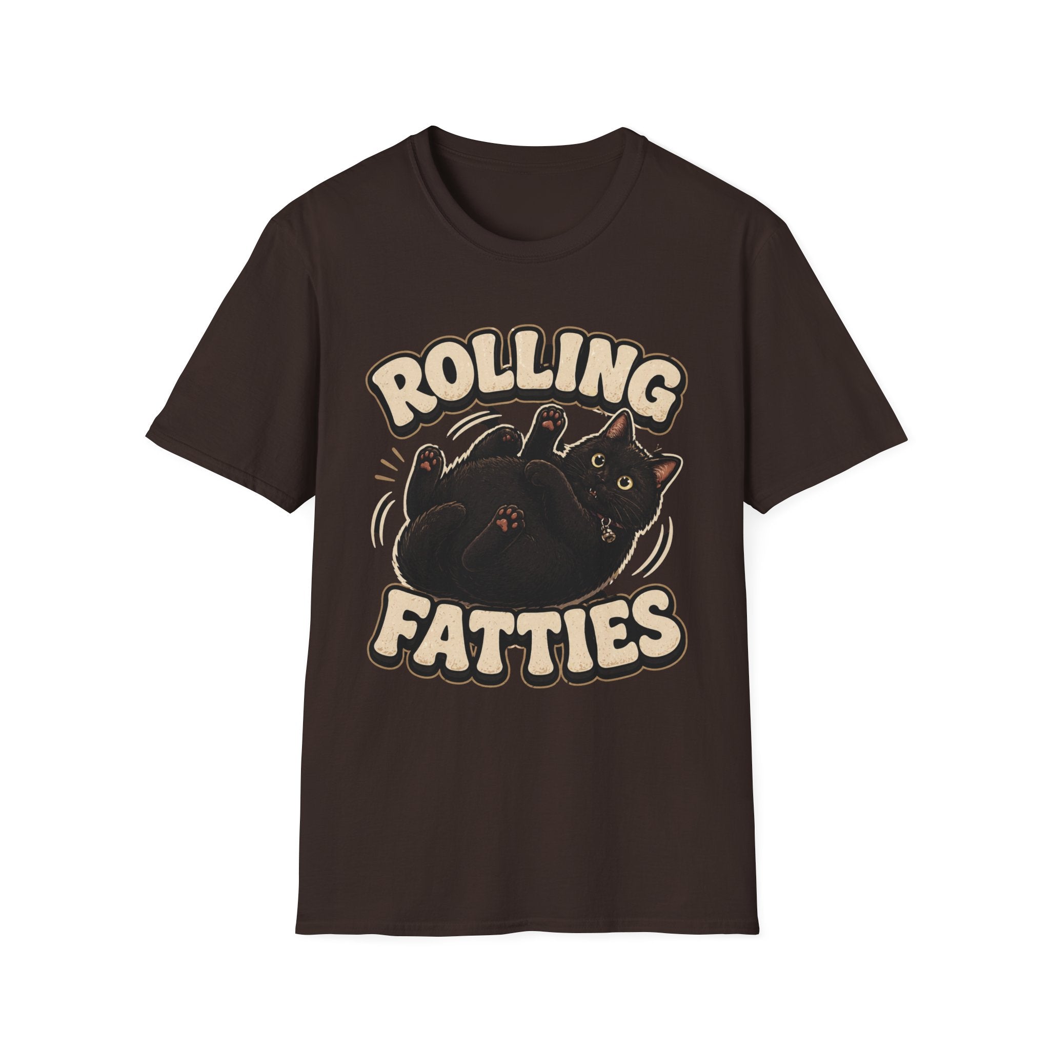 Rolling Fatties cat tee | Cute chubby black cat illustration T-Shirt