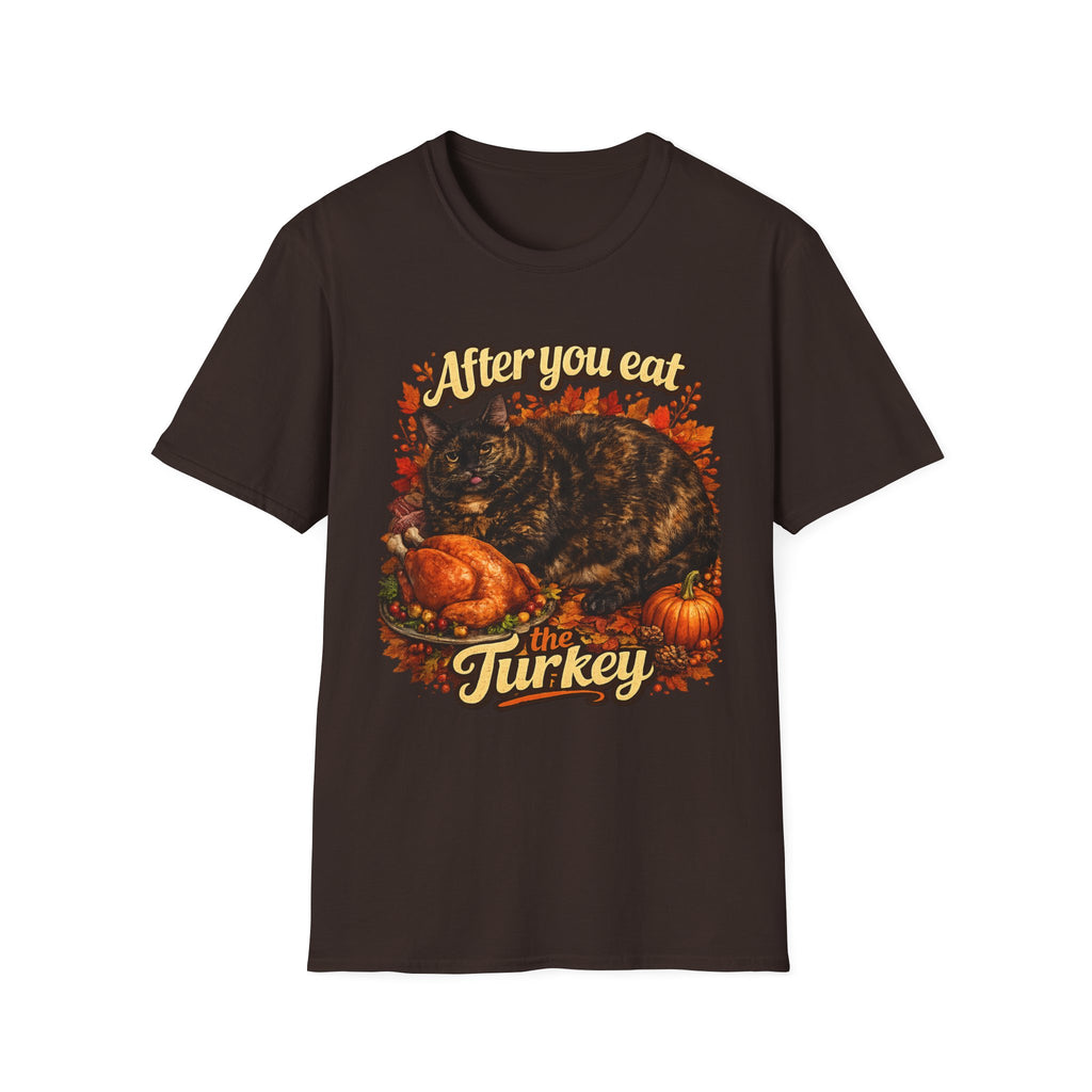 After You Eat Turkey T-Shirt | Cat Thanksgiving Design, Fall Leaves