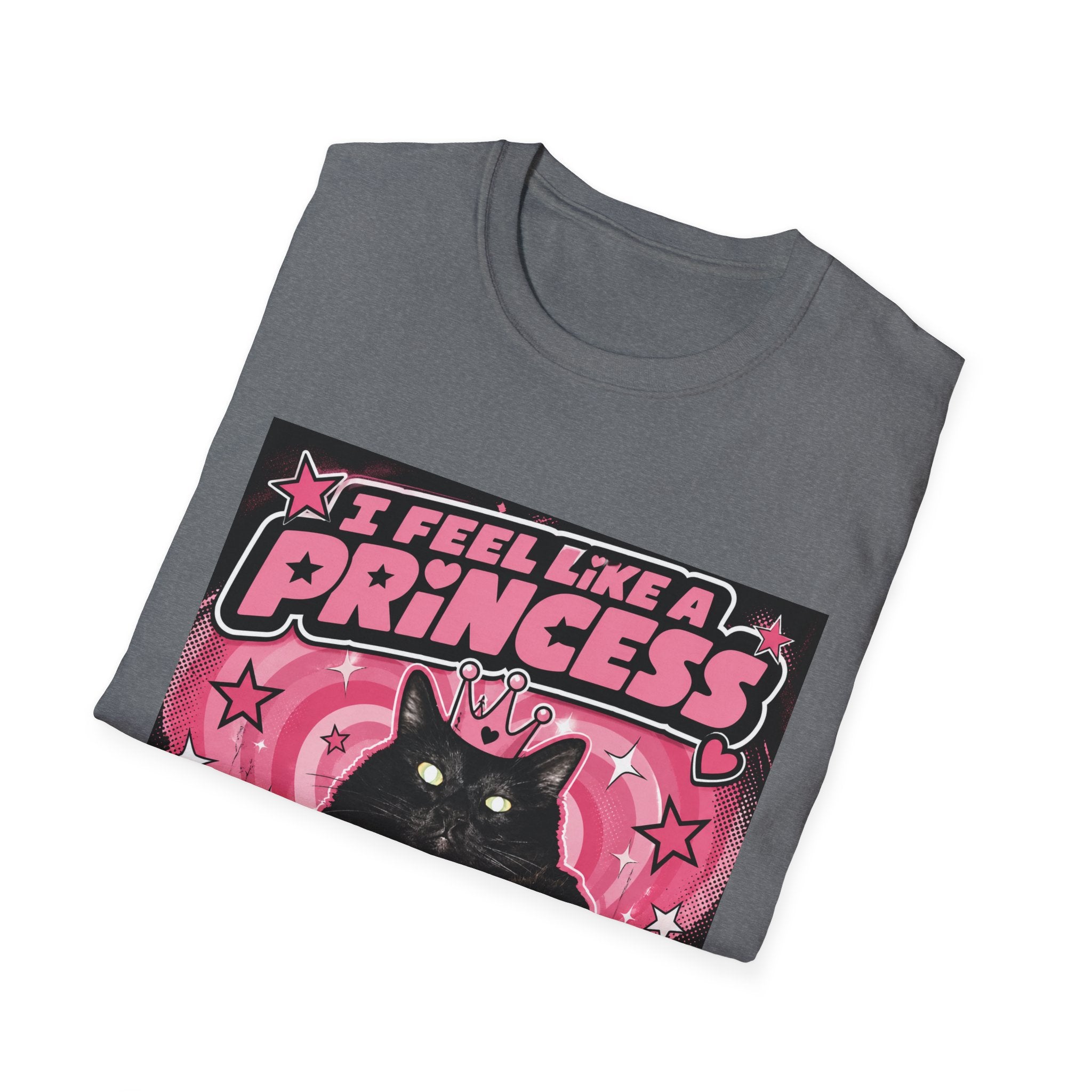 I Feel Like a Princess cat T-Shirt | Black Cat, Pink Retro Design