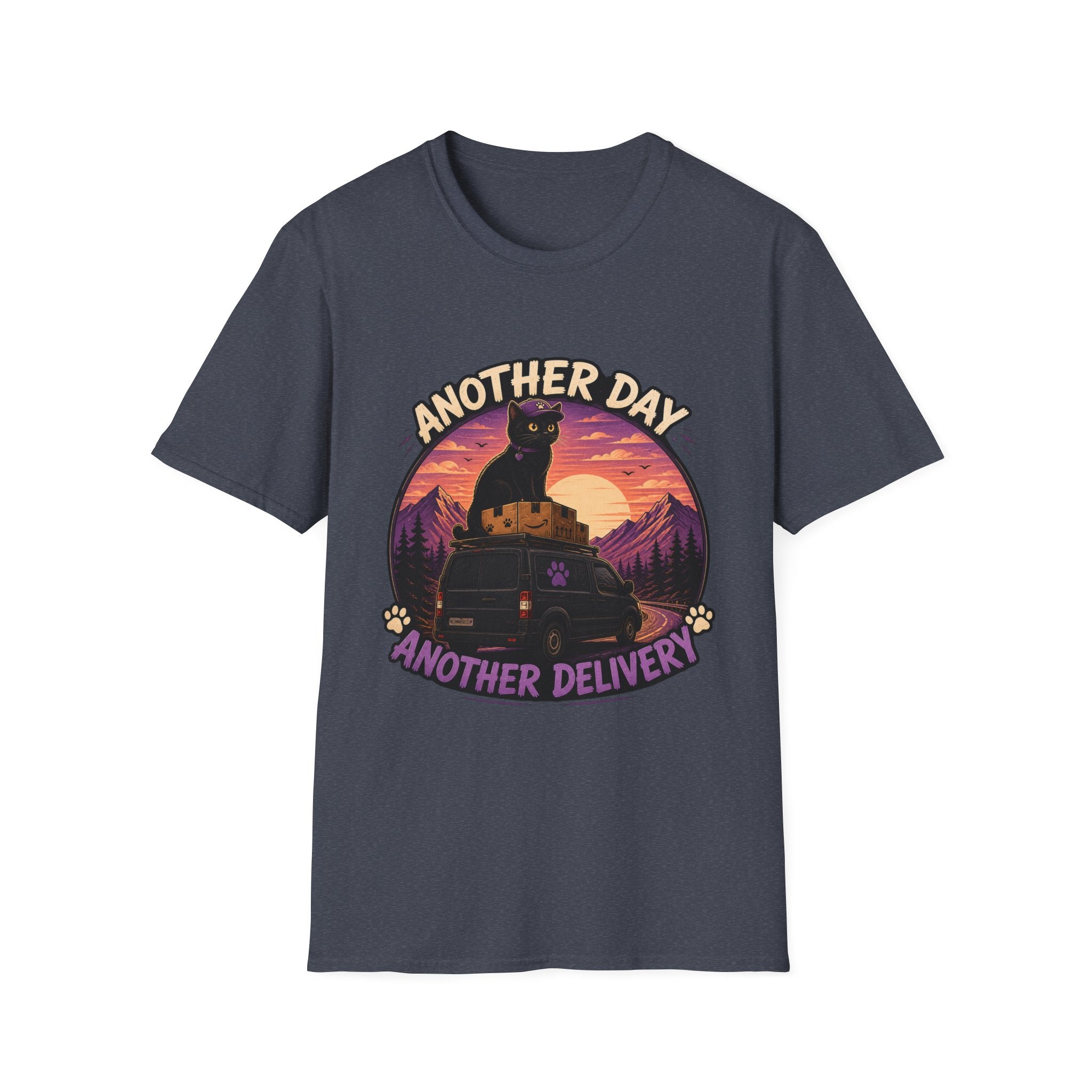 Another Day Another Delivery cat sunset T-Shirt | Delivery Cat Graphic Tee