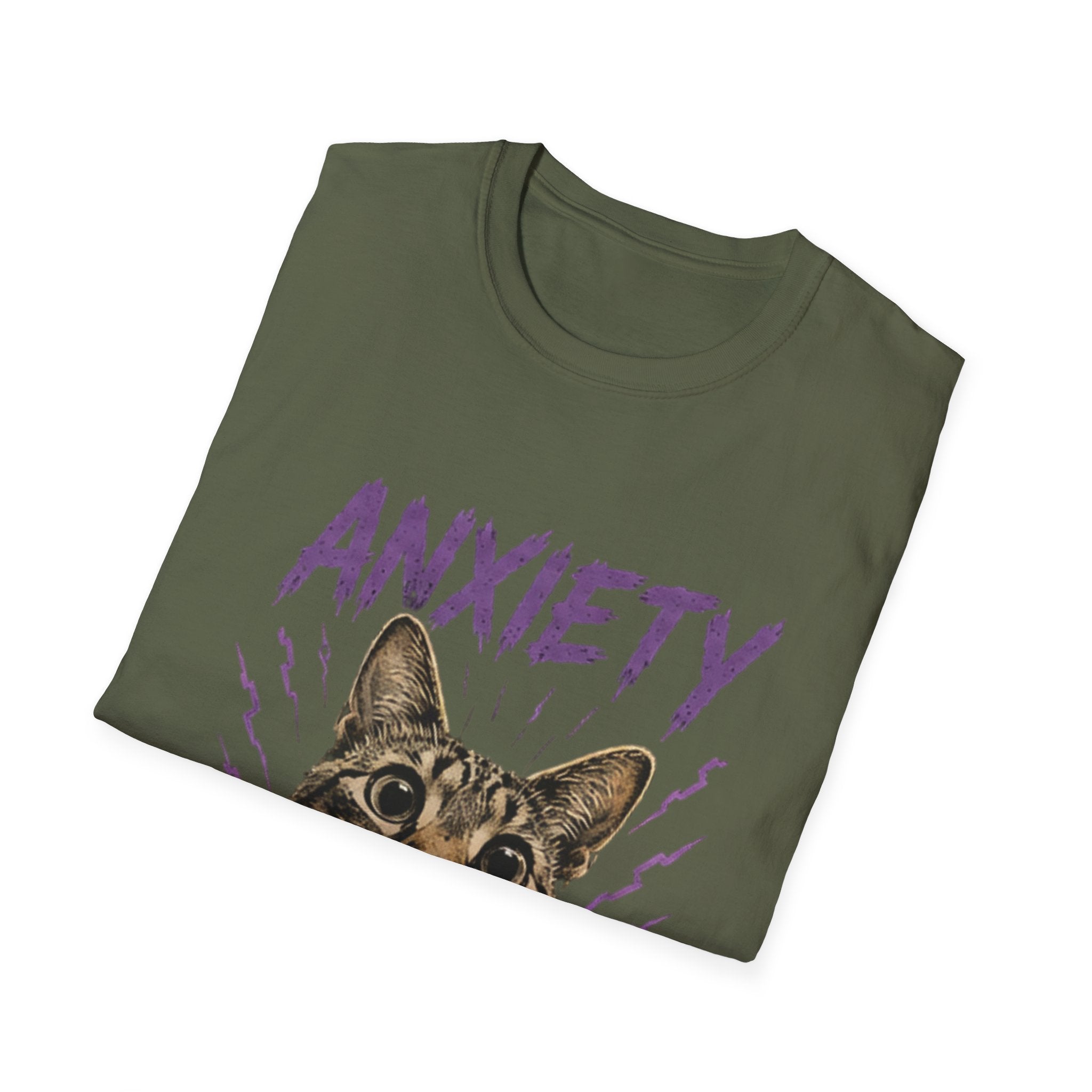 Anxiety Cat All Day Every Day T-Shirt | Cat Face Graphic Tee