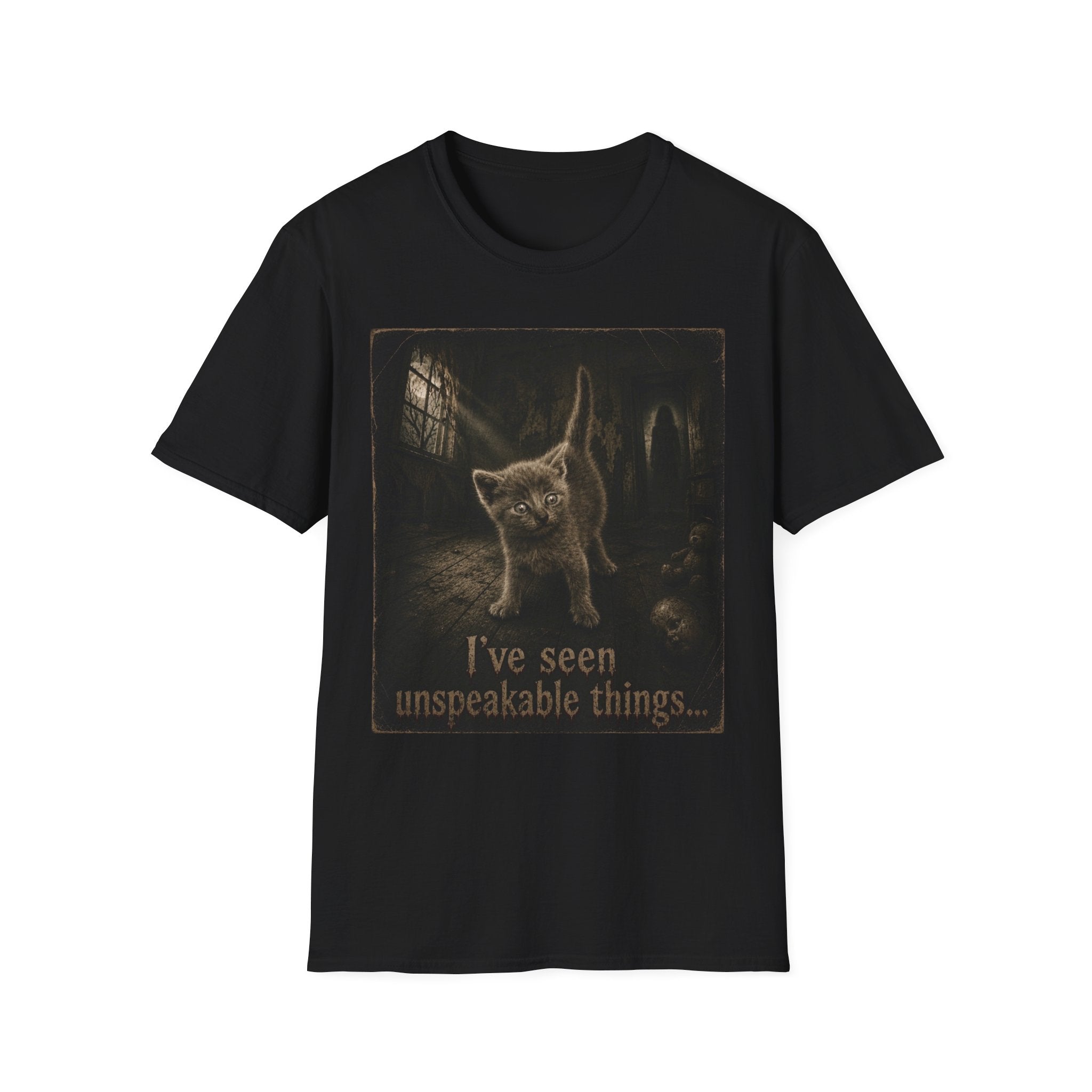 Gray Spooky Cat T-Shirt | Halloween Cat Shirt