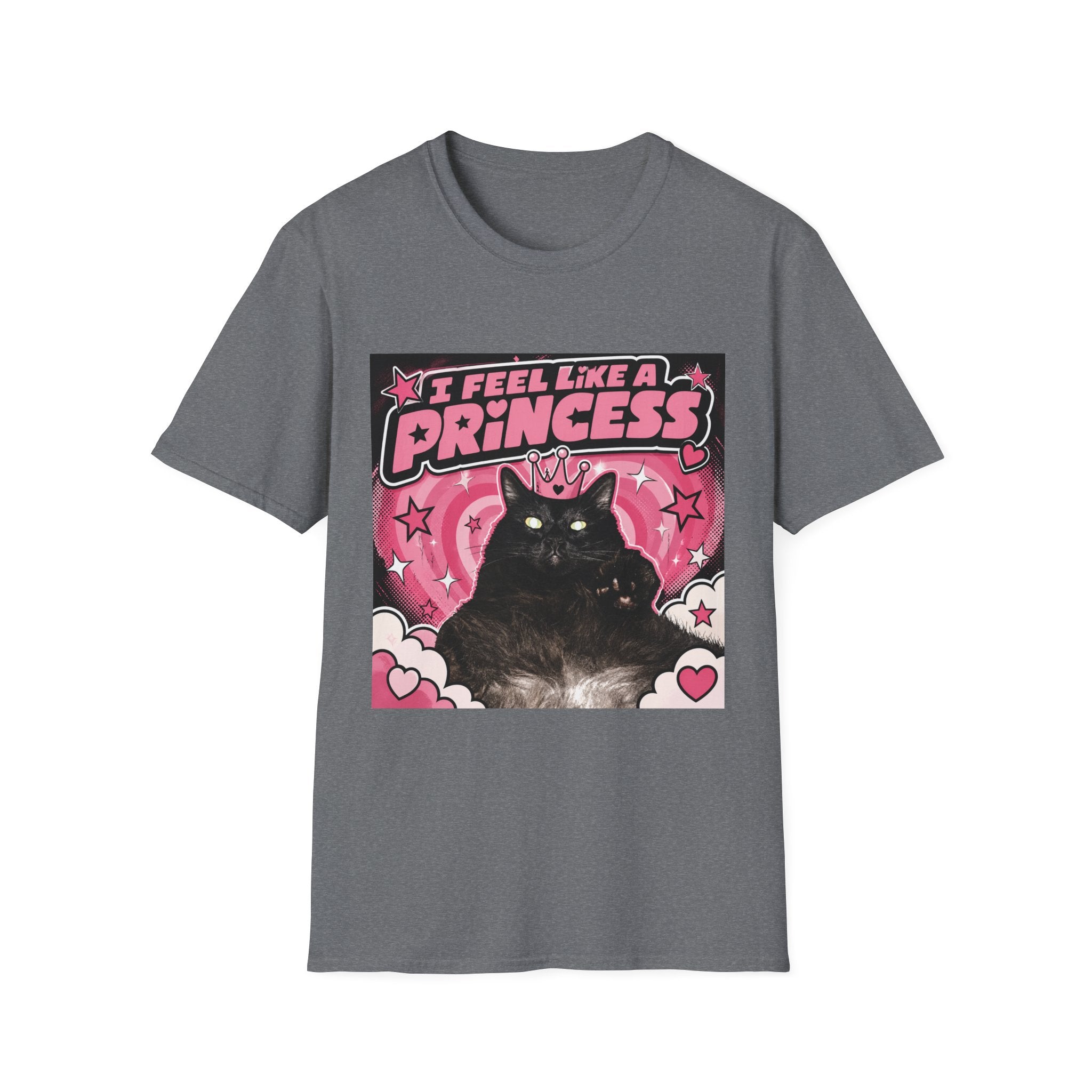 I Feel Like a Princess cat T-Shirt | Black Cat, Pink Retro Design