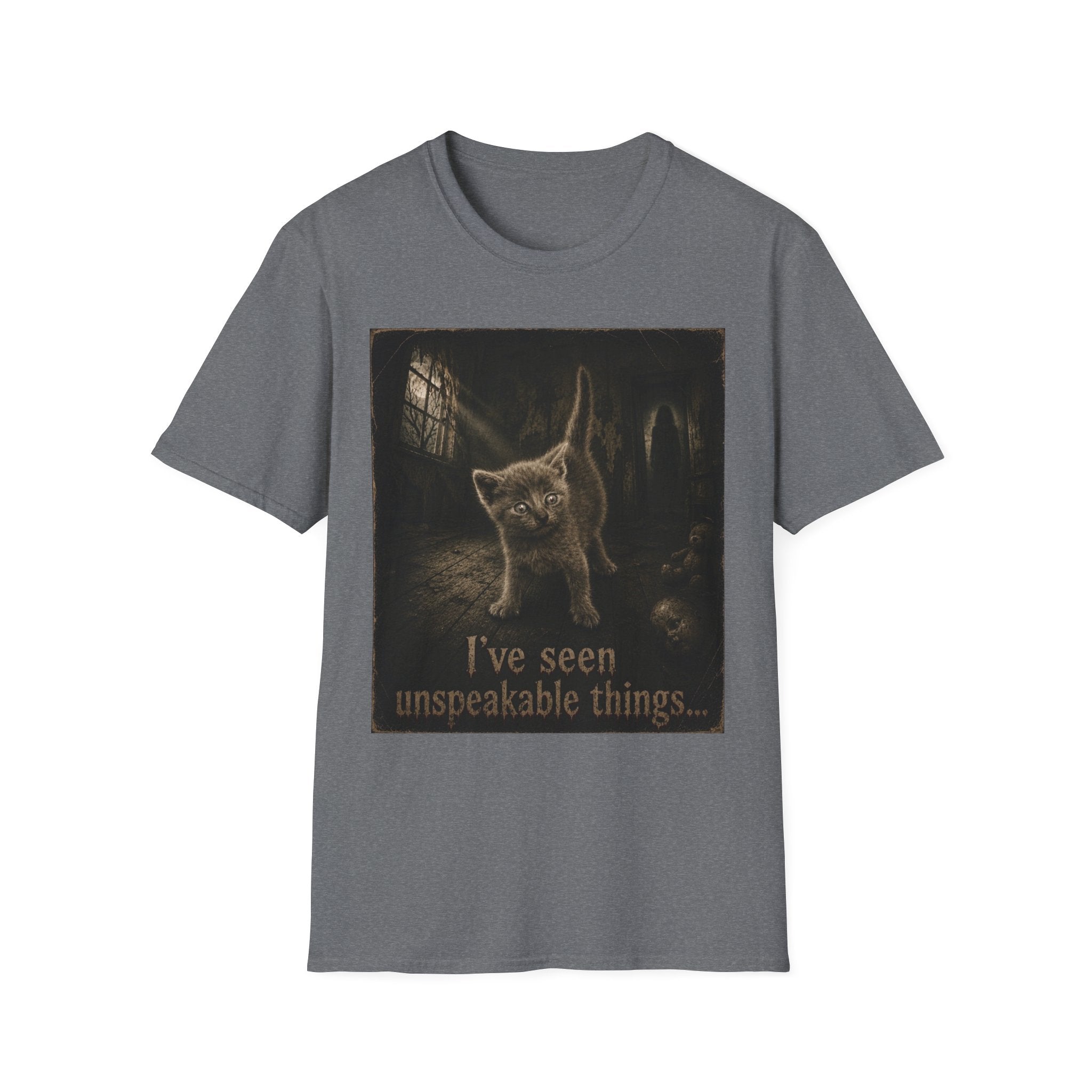 Gray Spooky Cat T-Shirt | Halloween Cat Shirt