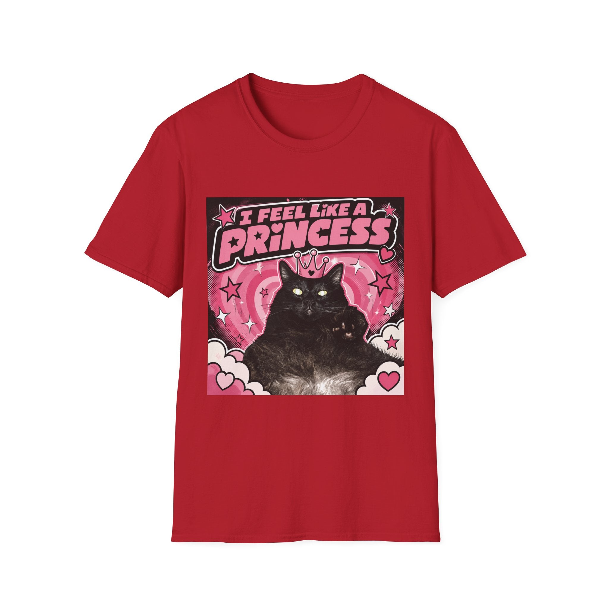 I Feel Like a Princess cat T-Shirt | Black Cat, Pink Retro Design