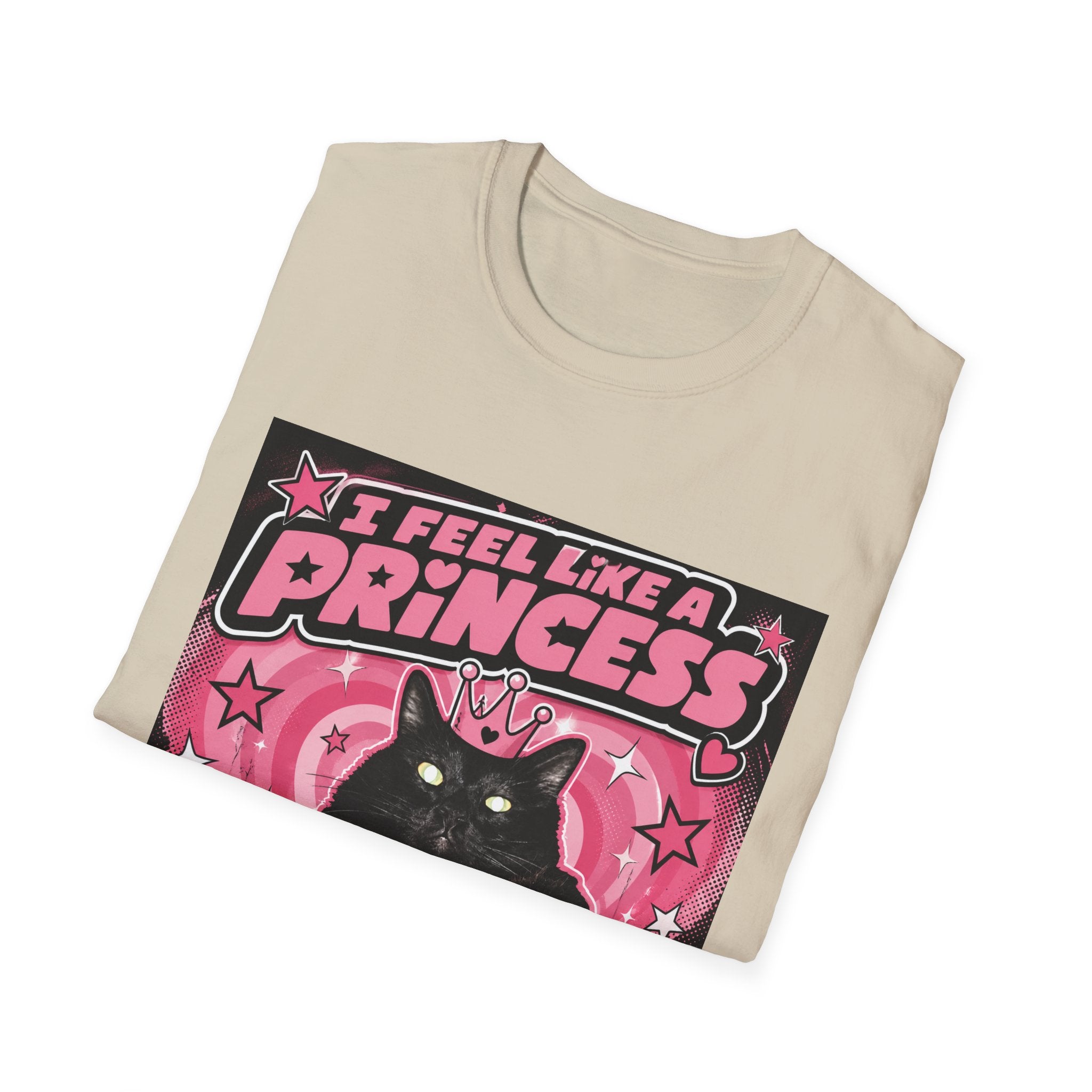 I Feel Like a Princess cat T-Shirt | Black Cat, Pink Retro Design