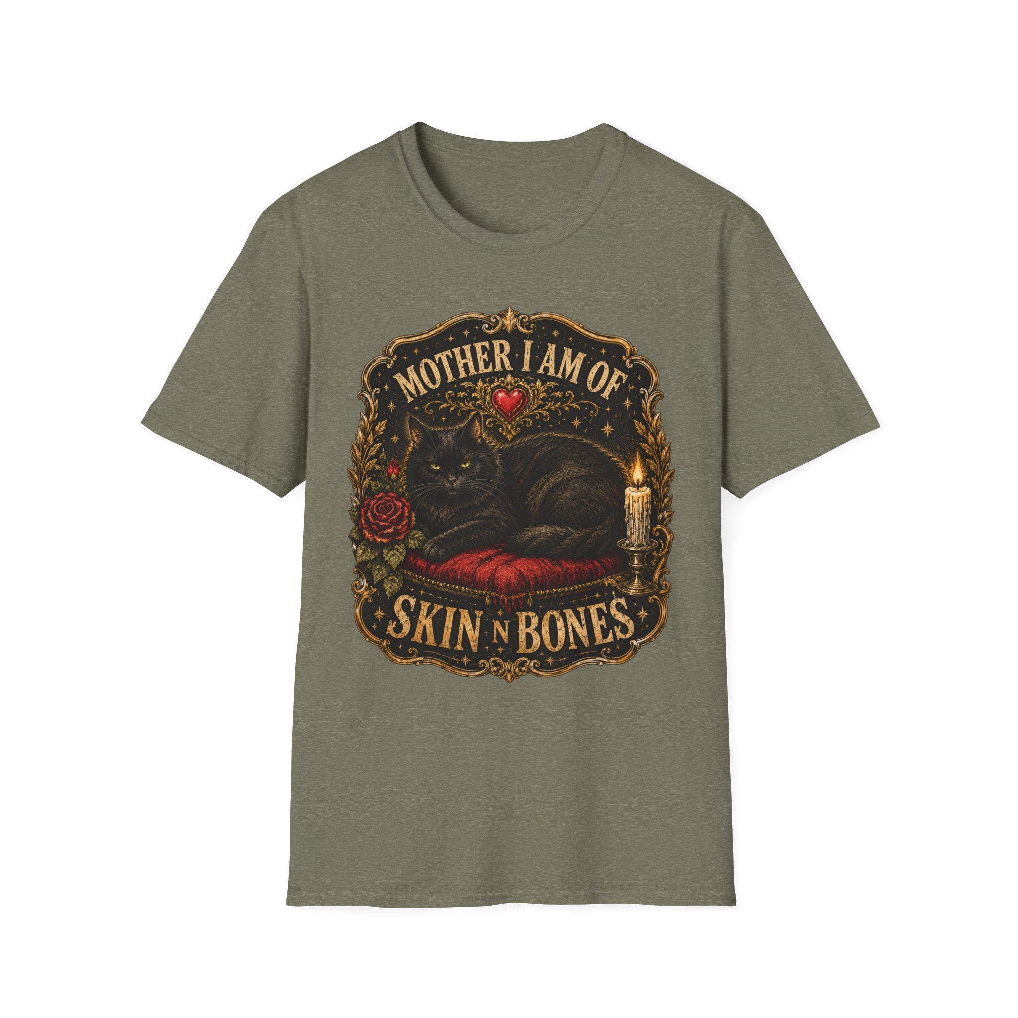 Mother I Am Of... Cat Skull Gothic T-Shirt | Black Cat, Rose, Candle