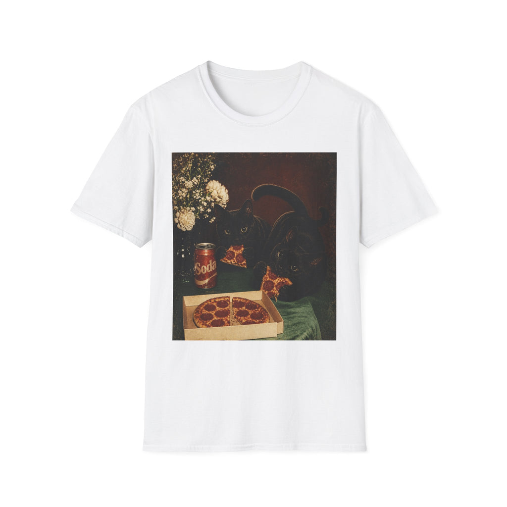 Black Cat Still Life T-Shirt | Vintage Floral, Candlelit Table