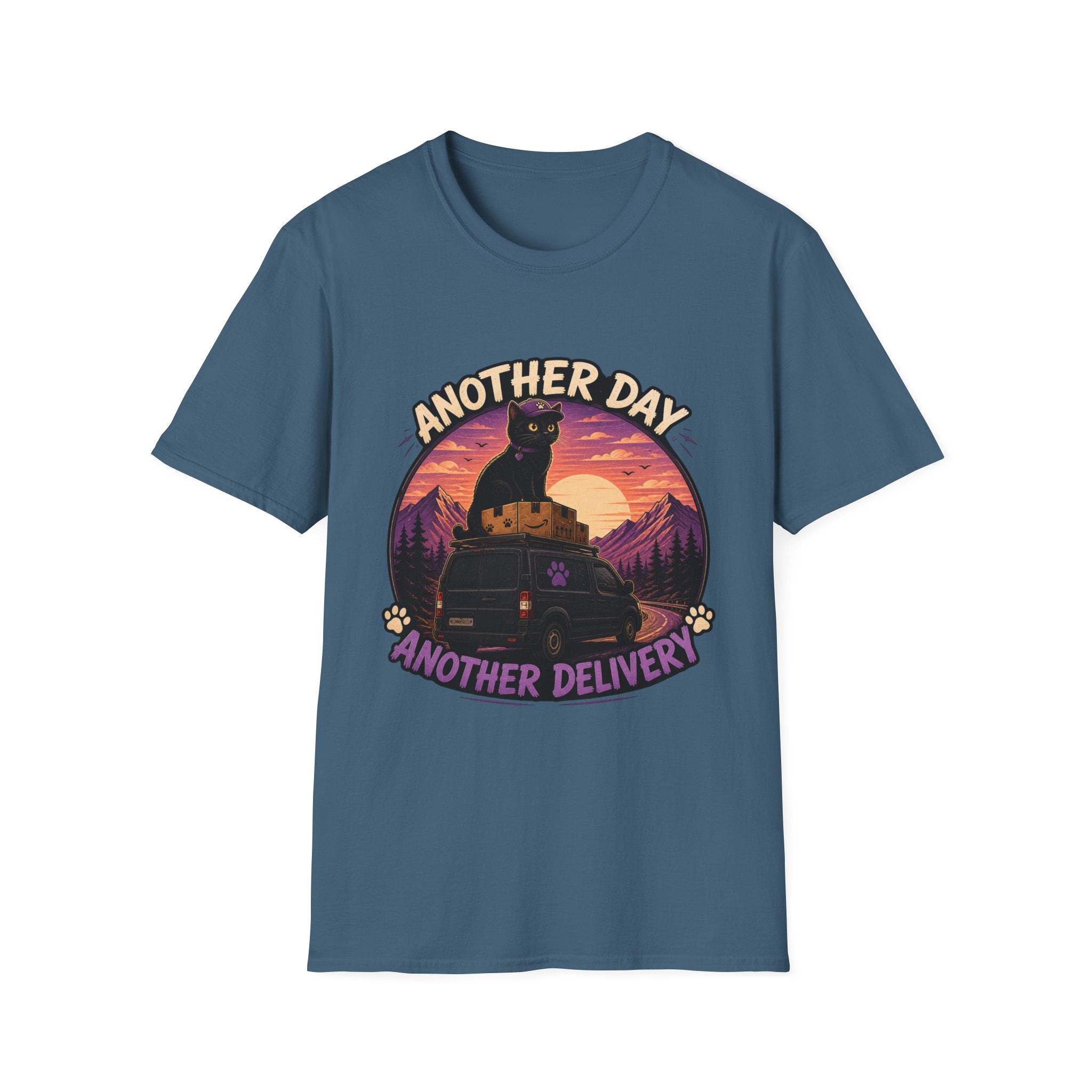 Another Day Another Delivery cat sunset T-Shirt | Delivery Cat Graphic Tee