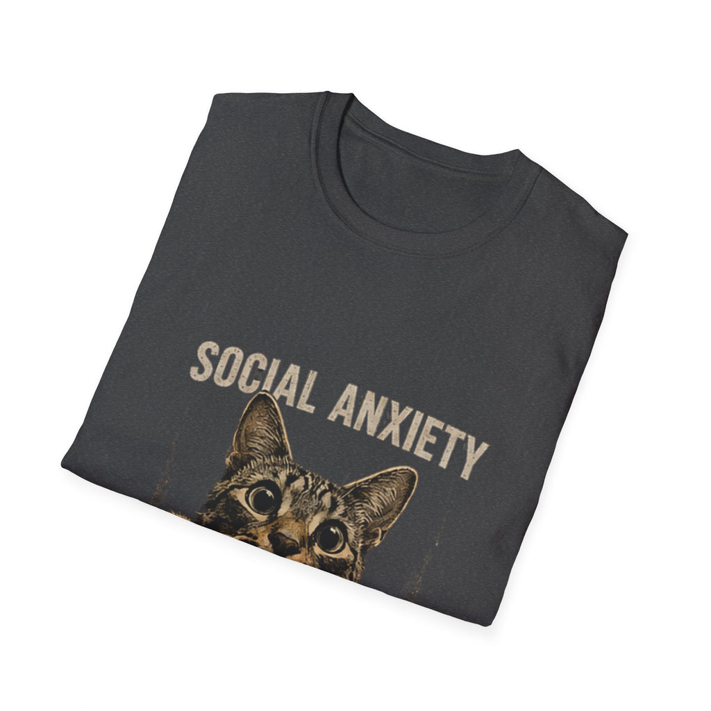 Social Anxiety Cat Leave Me Alone T-Shirt | Cat Illustration, Funny Text