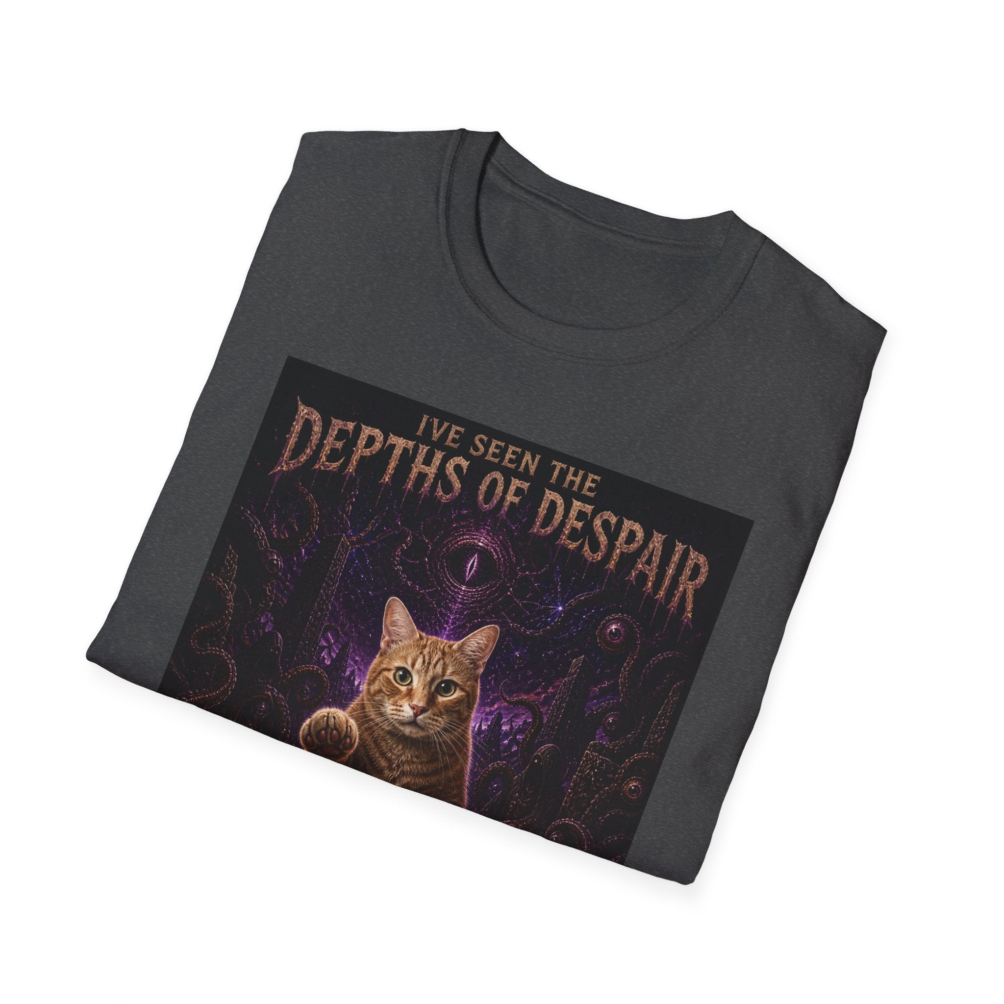Depths of Despair Cat with Cheese, T-Shirt | Cat Illustration, Funny Quote