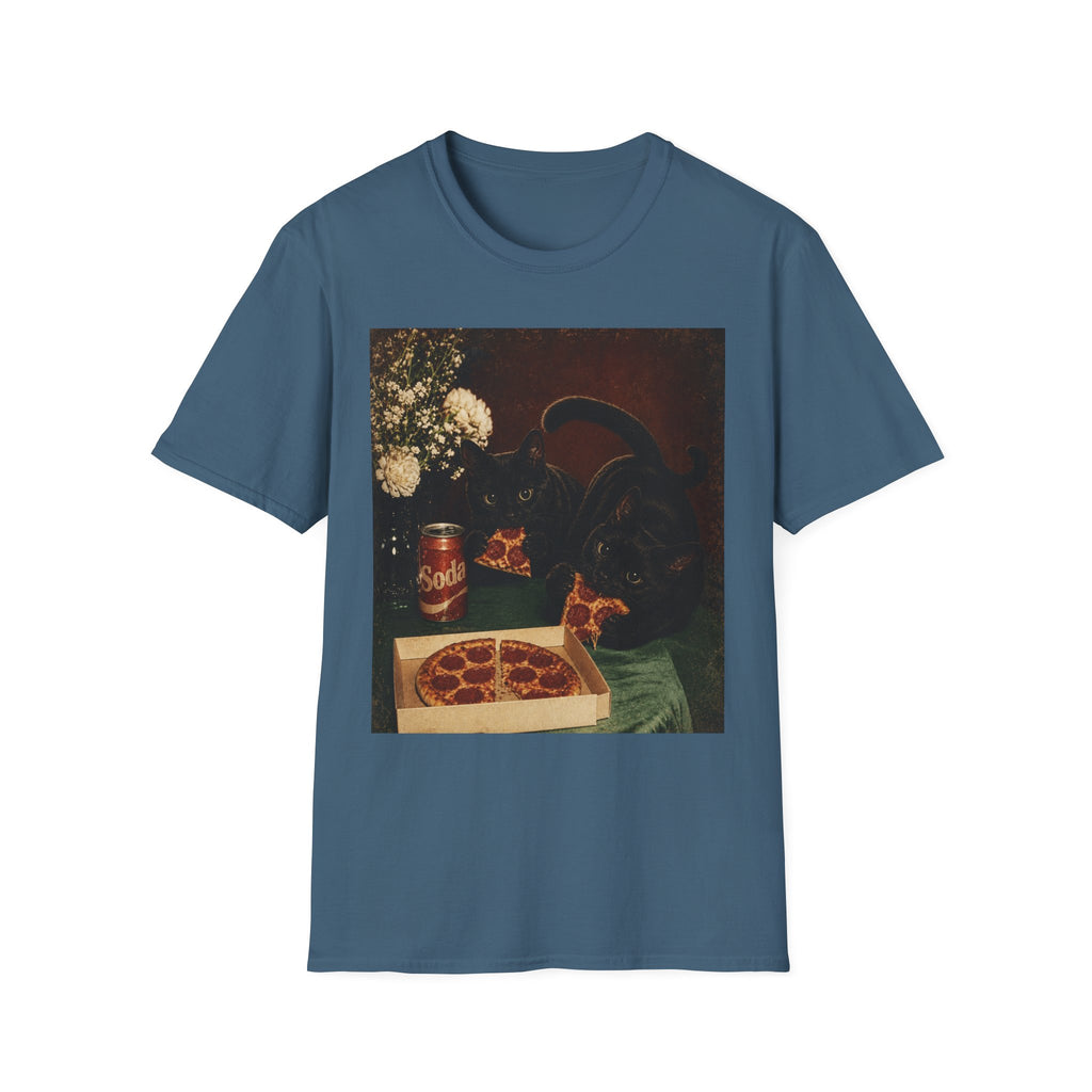 Black Cat Still Life T-Shirt | Vintage Floral, Candlelit Table