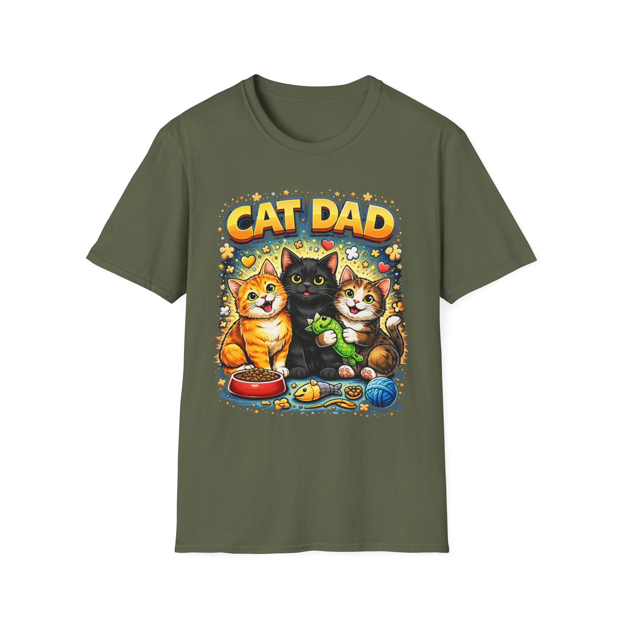 Cat Dad graphic T-Shirt | Cute kittens, colorful illustration, pet lover tee
