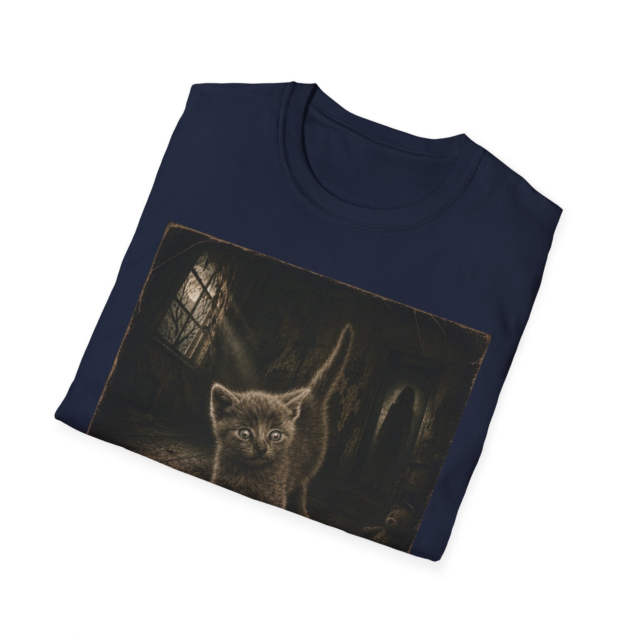 Gray Spooky Cat T-Shirt | Halloween Cat Shirt