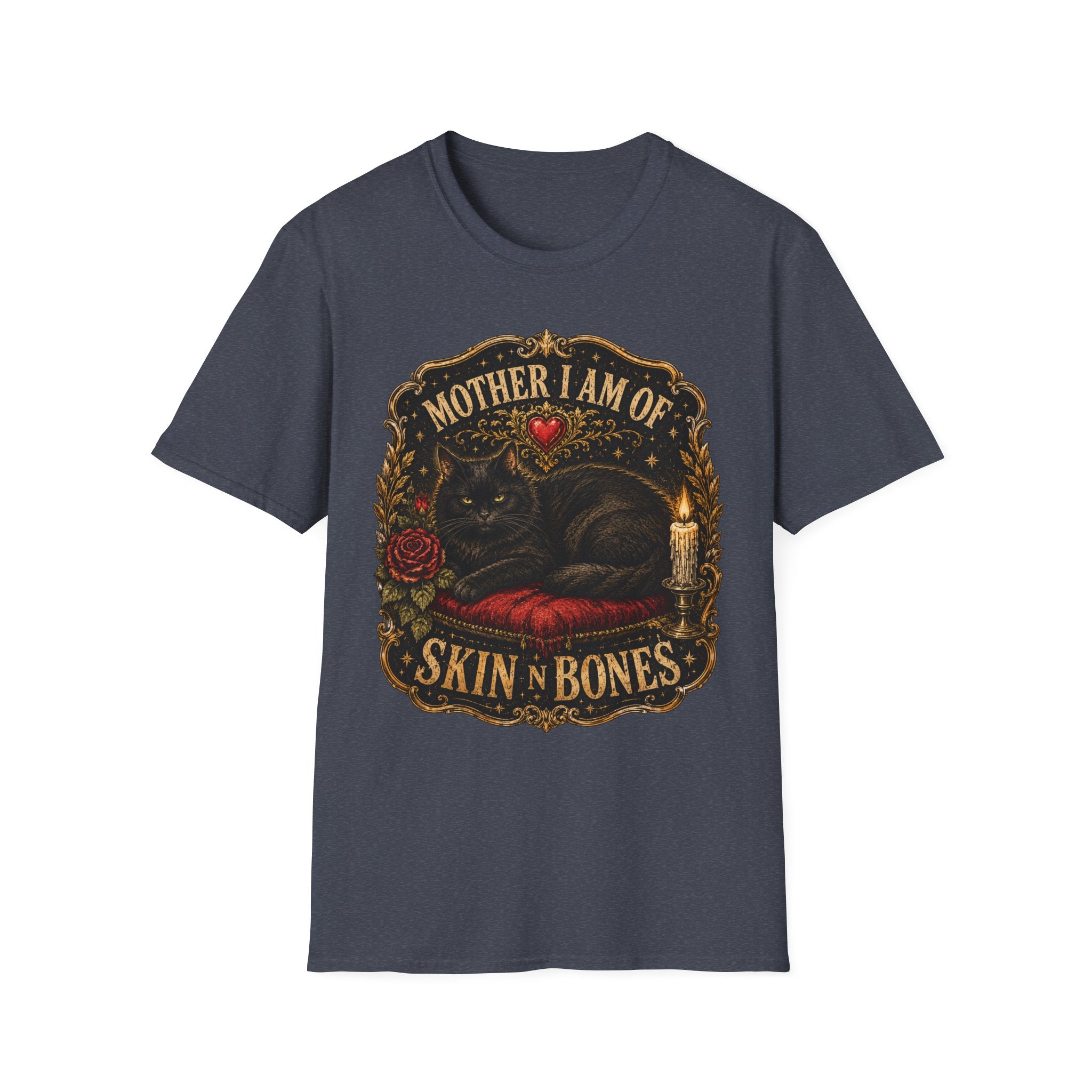 Mother I Am Of... Cat Skull Gothic T-Shirt | Black Cat, Rose, Candle