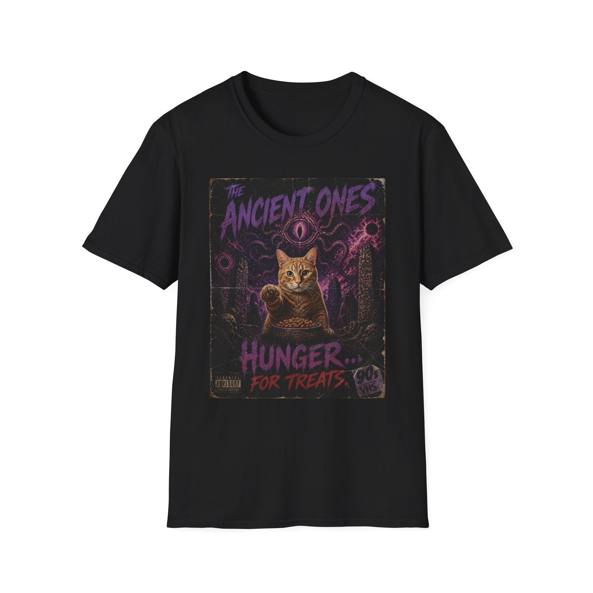 Ancient Ones Cat Horror Poster T-Shirt | Cthulhu Cat Hunger for Treats
