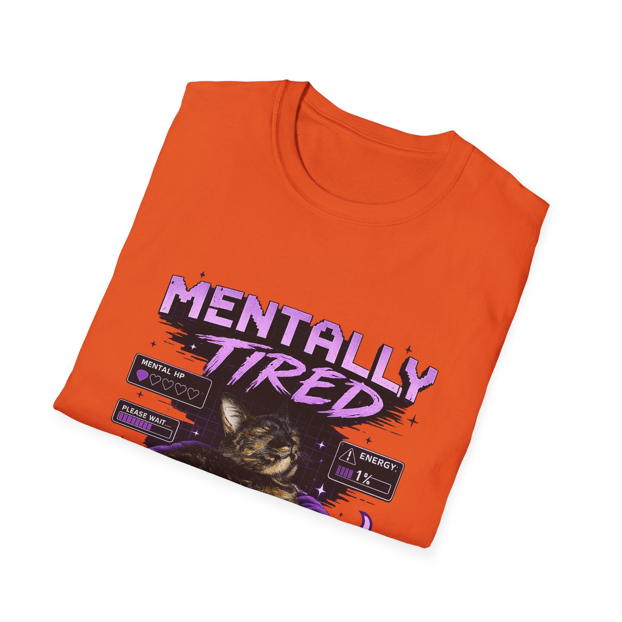 Mentally Tired Tortie Cat retro vaporwave T-Shirt | Vaporwave Cat Tee