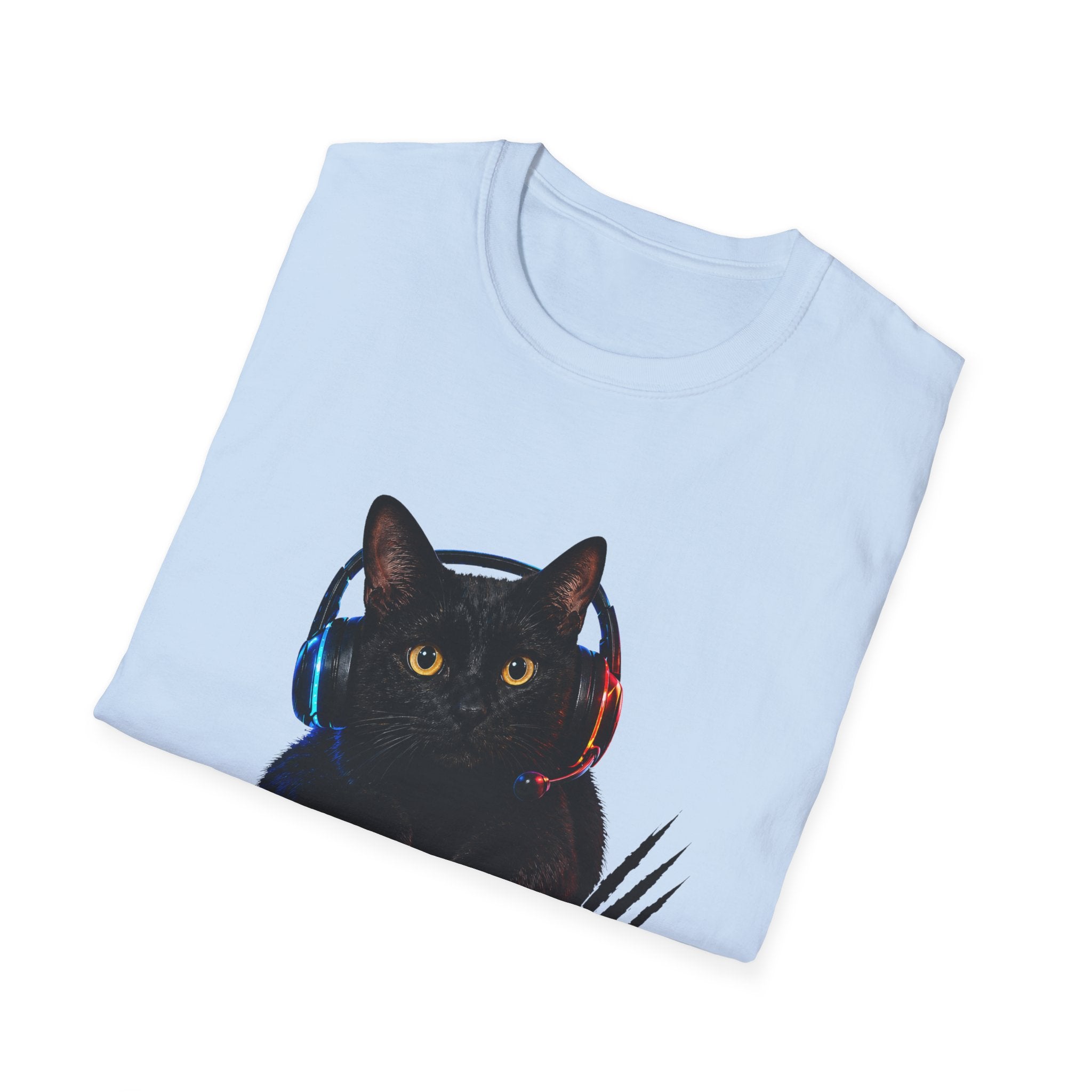 Black Cat with Headphones I Saw That T-Shirt | Funny Cat Tee